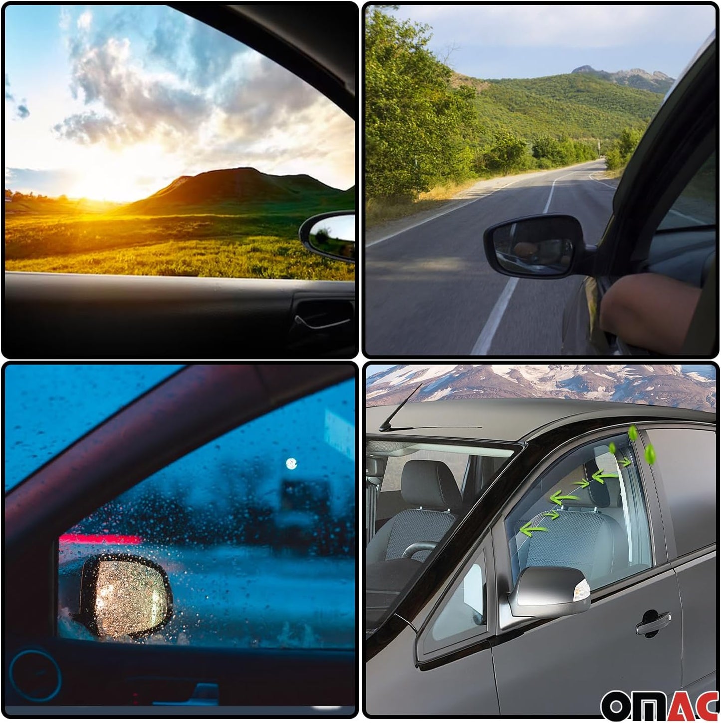 OMAC Window Visor Vent Rain Guard Deflector for Honda Civic 2006-2011 Sedan Smoke 2 Pcs