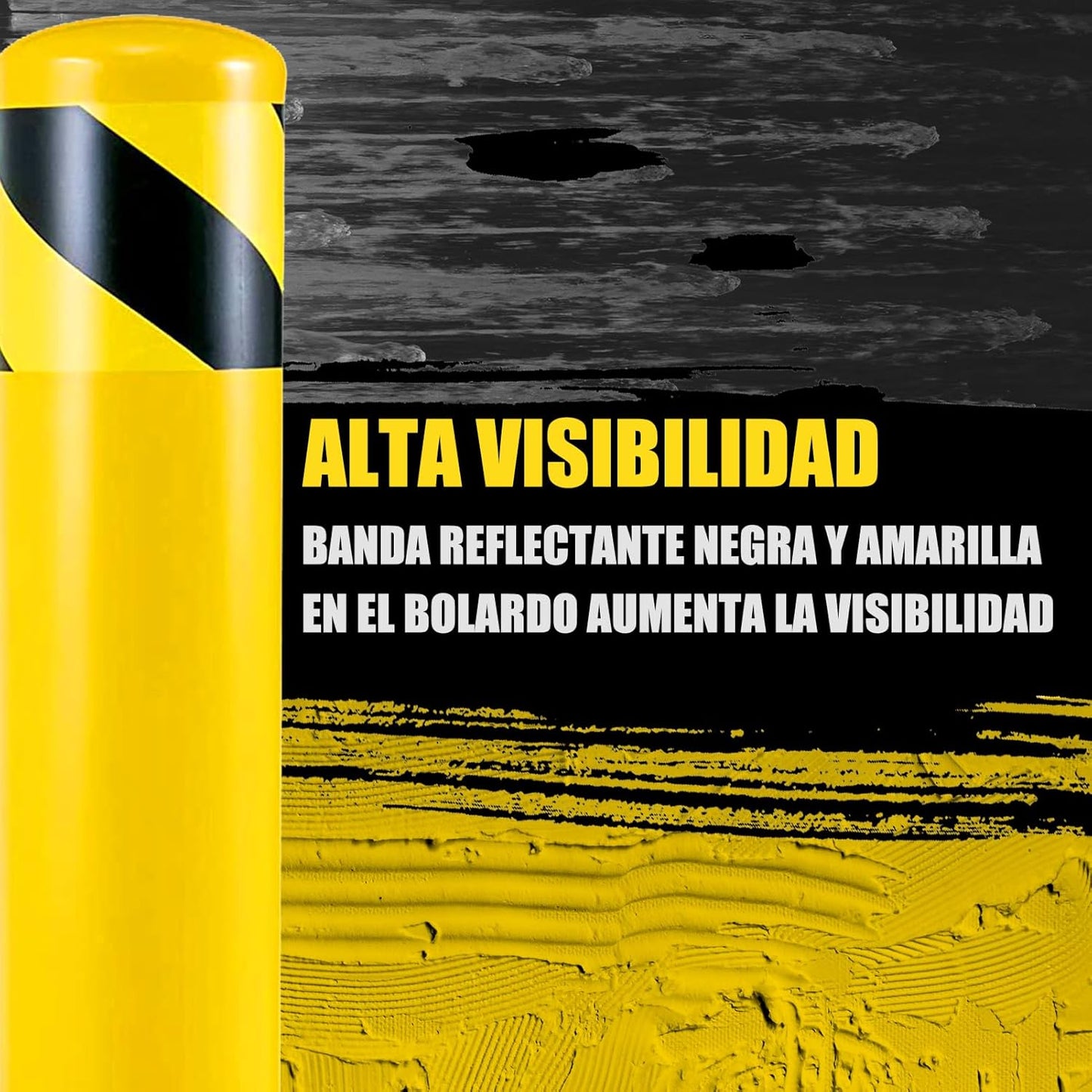 Safety Bollard Post, Steel Bollards,Parking Bollard, Yellow Powder Coated Safety Parking Barrier Post, for Traffic Sensitive Areas (12, 42"H*3"D)