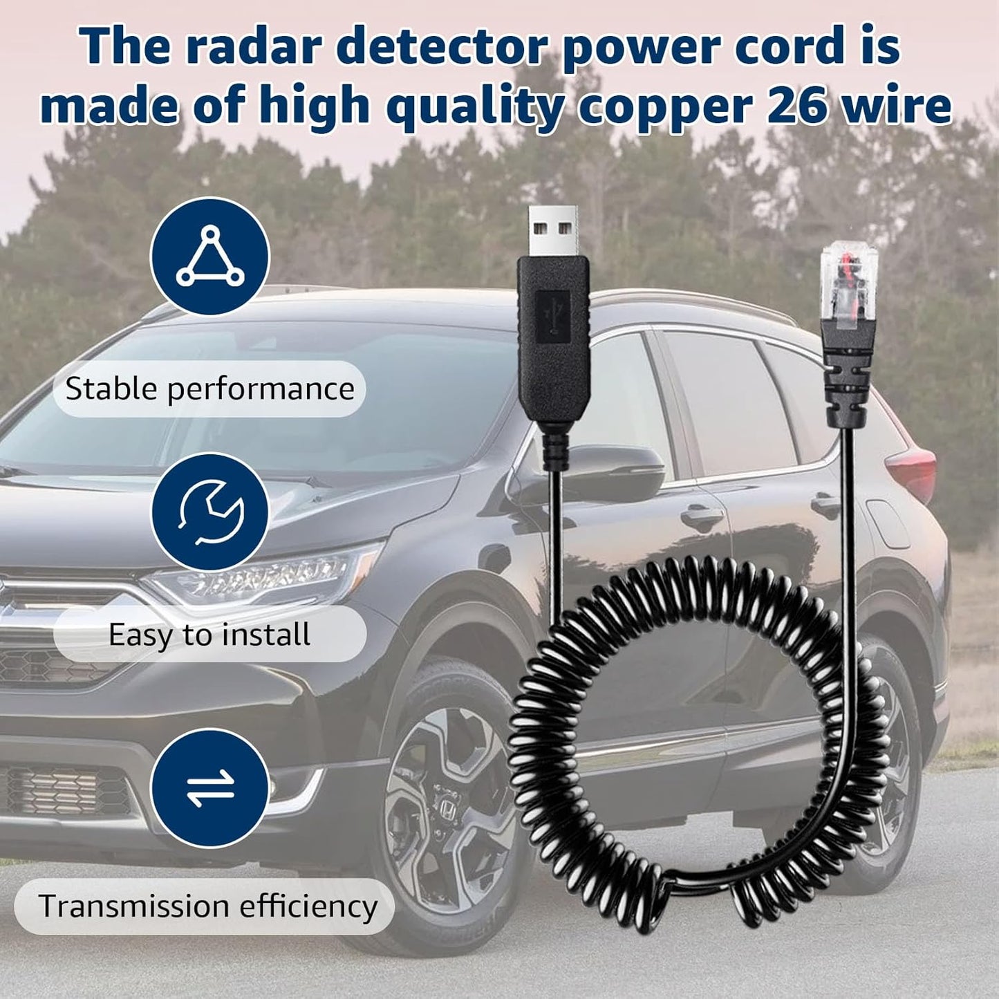 USB to RJ11 Plug Radar Detector Power Cable,USB 5V-12V Power Cable Compatible with Escort,Uniden,Radenso XP,Beltronics,Cobra & Whistler Radar Detectors (9.84FT Length)