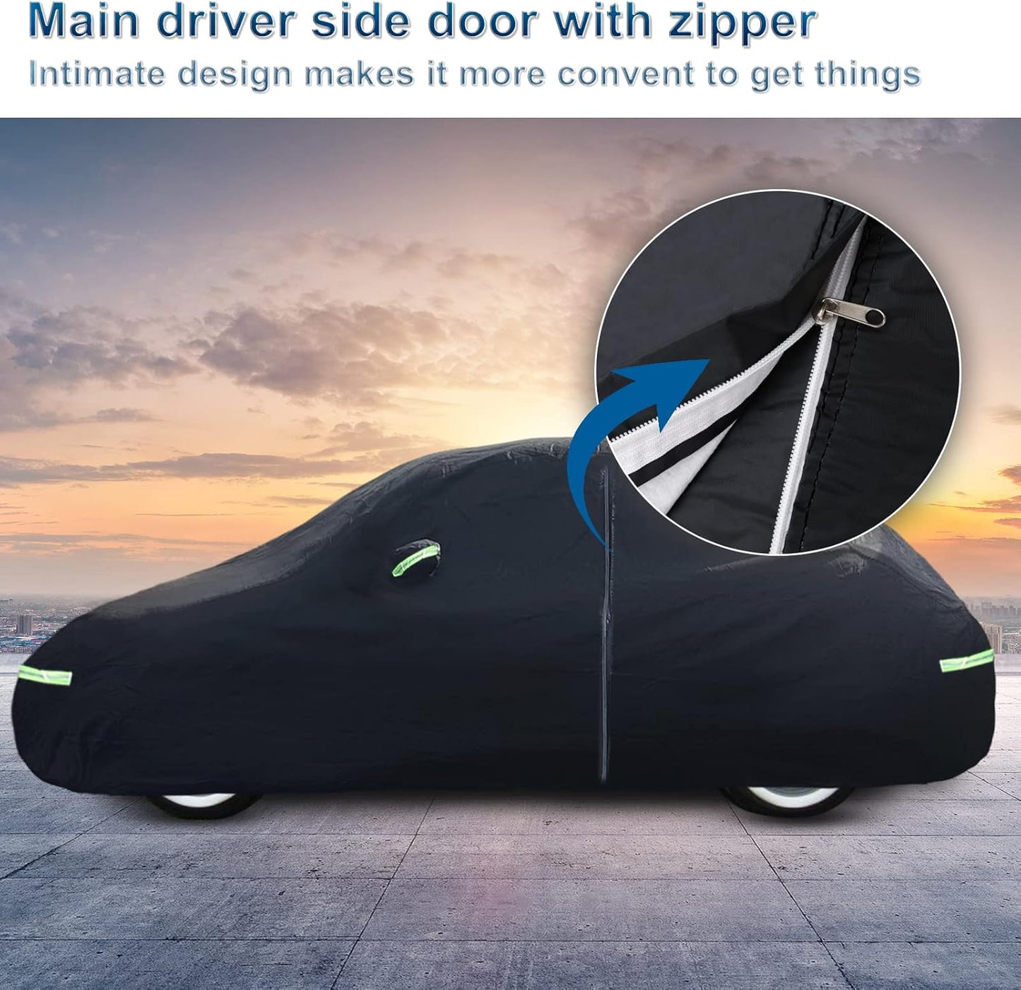 for New Beetle Car Cover Waterproof All Weather Heavy Duty Protection Outdoor Light Shell Full Car Covers Windproof with Driver Side Zipper Compatible with 1998-2025 Volkswagen New Beetle(Up to 194")