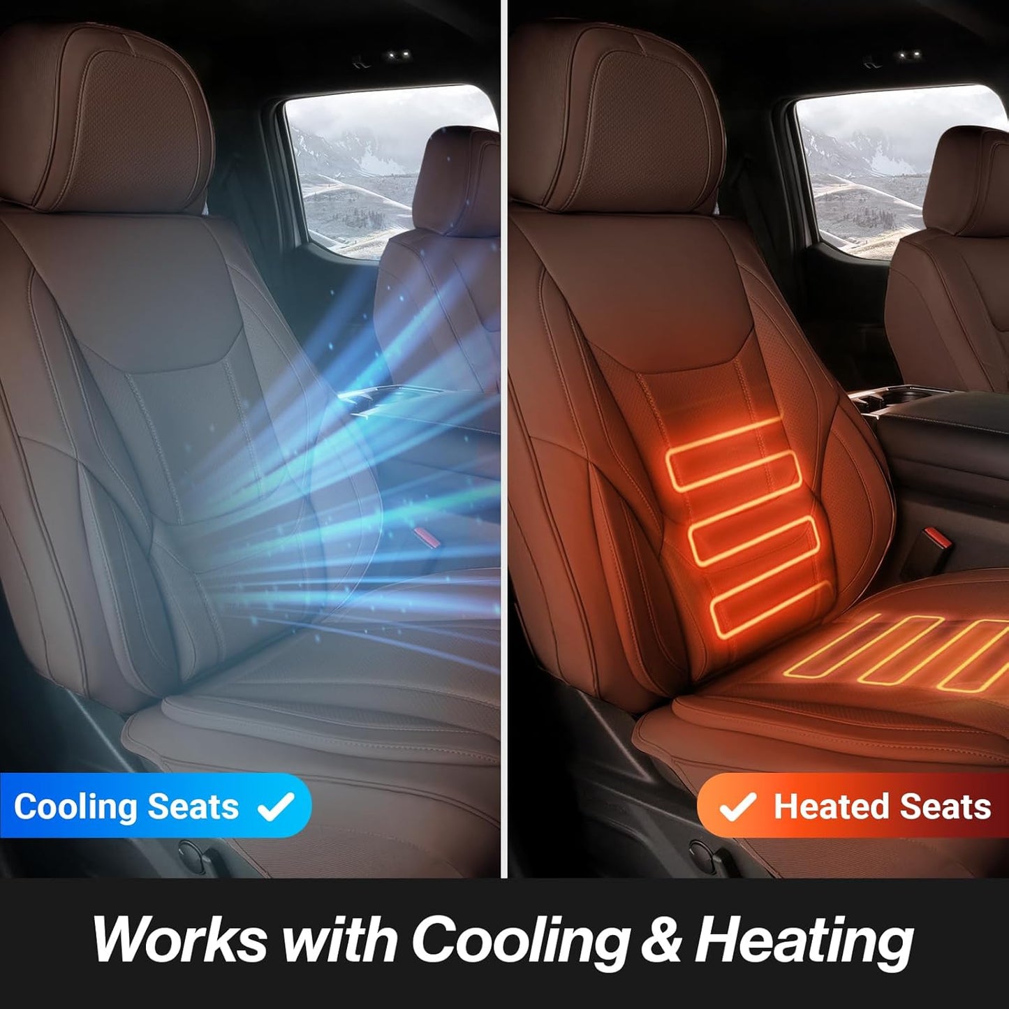 Coverland Custom Car Seat Covers Compatible with RAM 1500 Quad Cab, Ram 2500 Crew Cab - Premium Leather Non-Slip Waterproof Custom Interior Protector Full Set-Dark Brown [See Size Chart-Size X131]