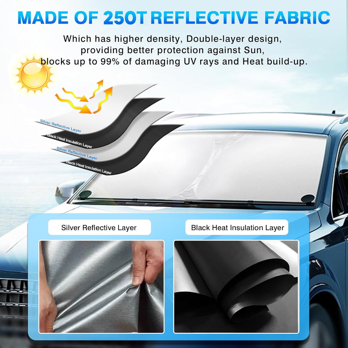 KUST Windshield Sun Shade for 2014-2021 Infiniti QX60 Accessories Window Custom Fit Sunshade Foldable Sun Visor Protector Blocks UV Rays Keep Your Car Cooler