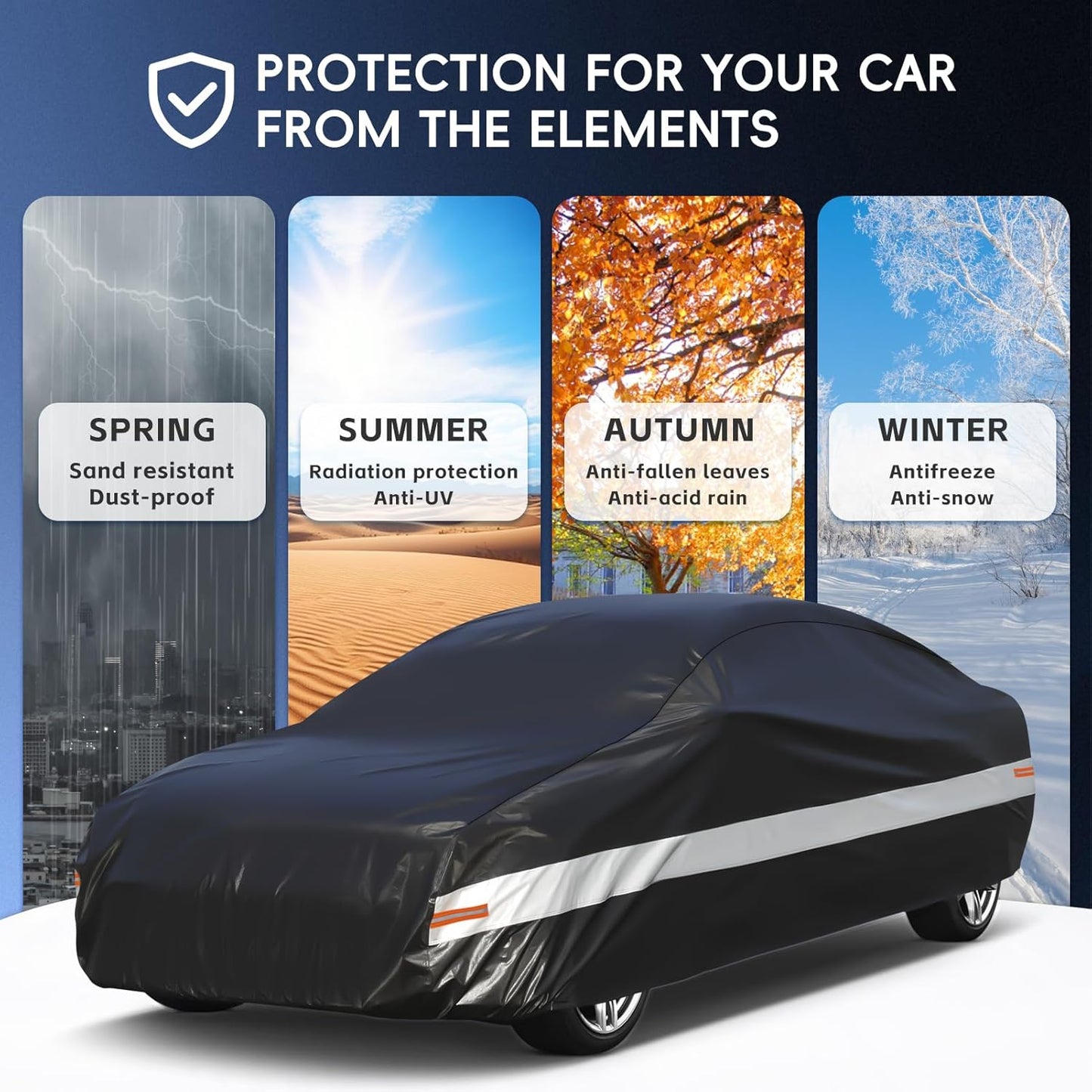 10 Layers Car Cover Custom Fit for Dodge Challenger SRT Hellcat Demon,Waterproof All Weather for Automobiles, Outdoor Full Cover Sun UV Rain Protection with Cotton.Black