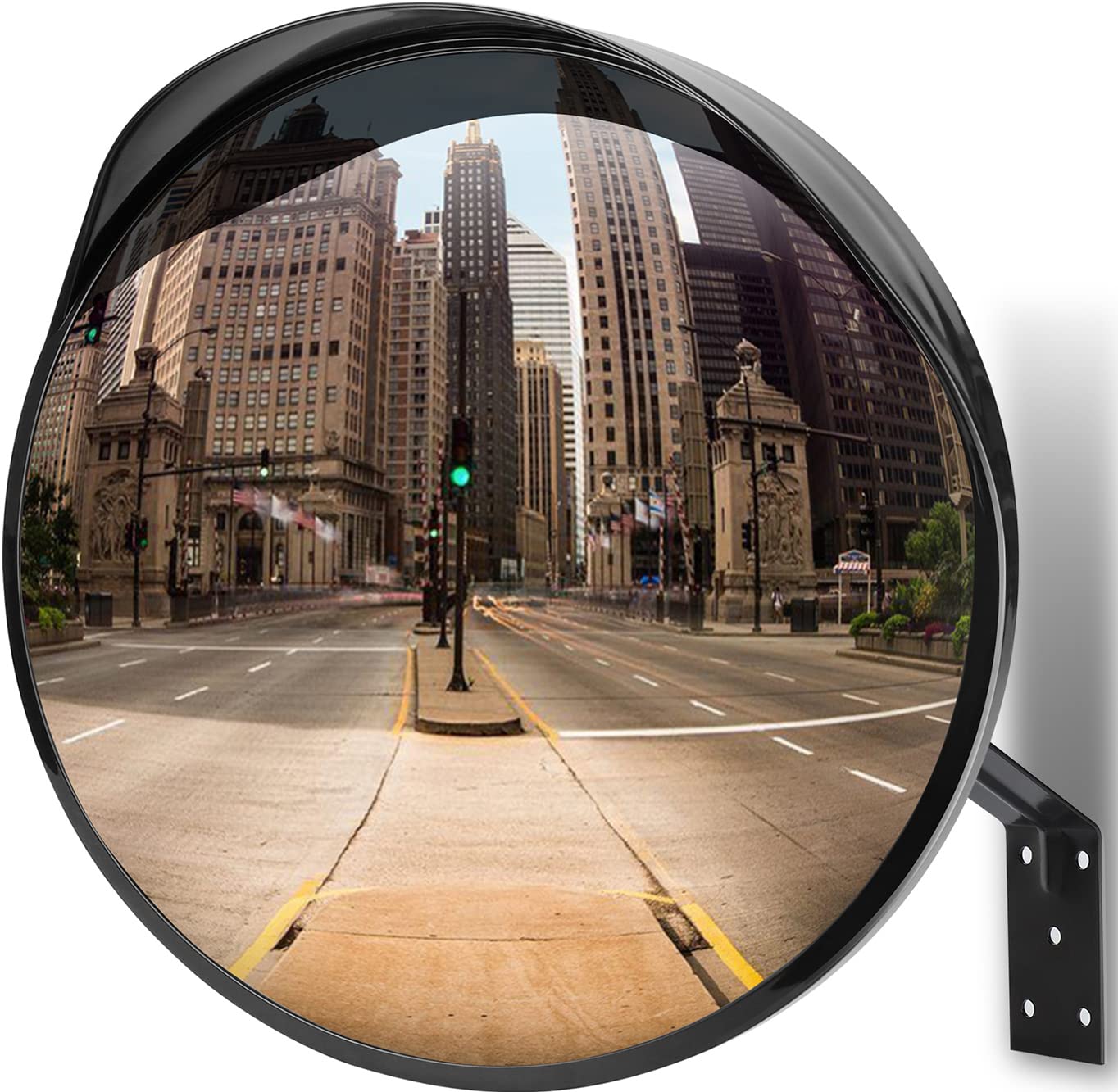 moveland 18 Inch Convex Security Mirror for Parking Assist, Adjustable Wide View Acrylic Convex Mirror for Garage, Blind Spot, Business, Office, Warehouse, Traffic (Support Indoor and Outdoor)