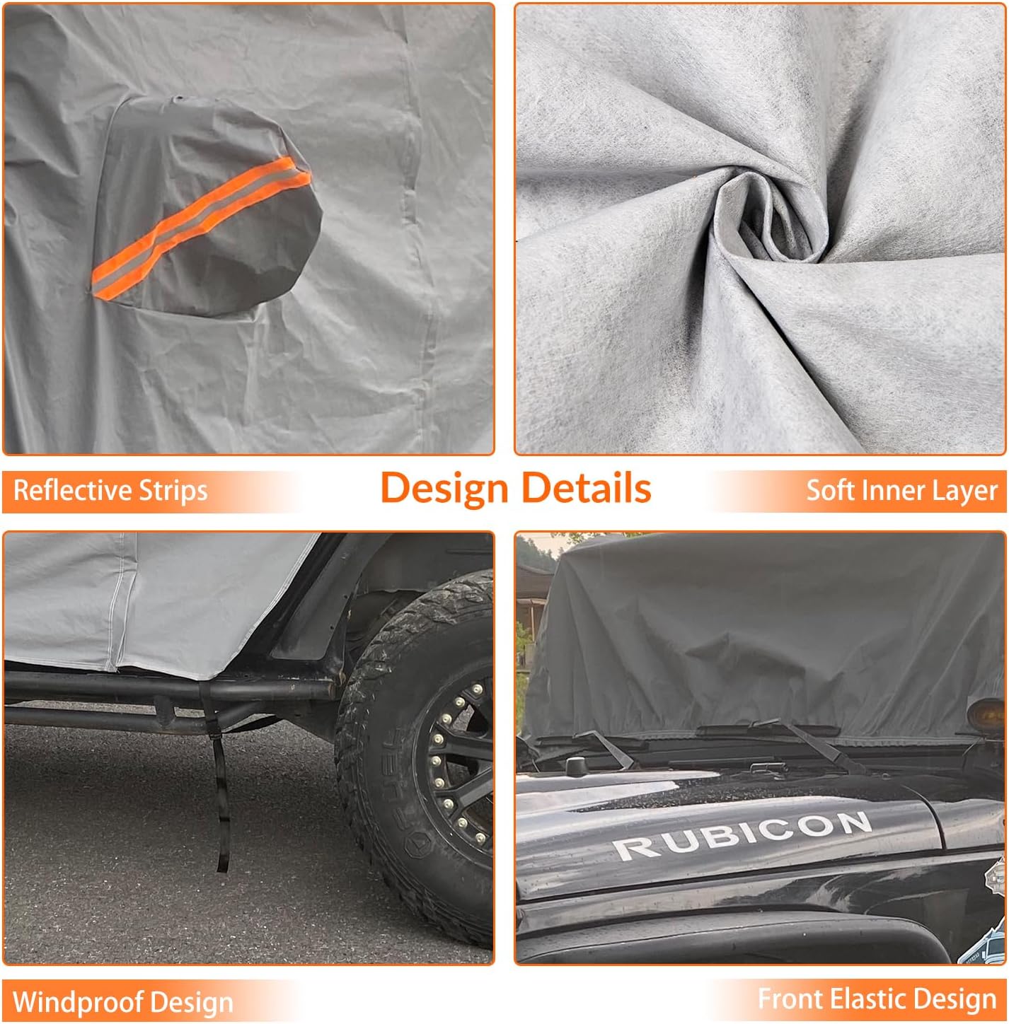 Cab Cover for Jeep Wrangler JK JL 4 Door 2007-2025, Waterproof Wrangler Rain Cover with Driver Door Zipper Soft Inner Liner All Weather Snow Rain UV Protection