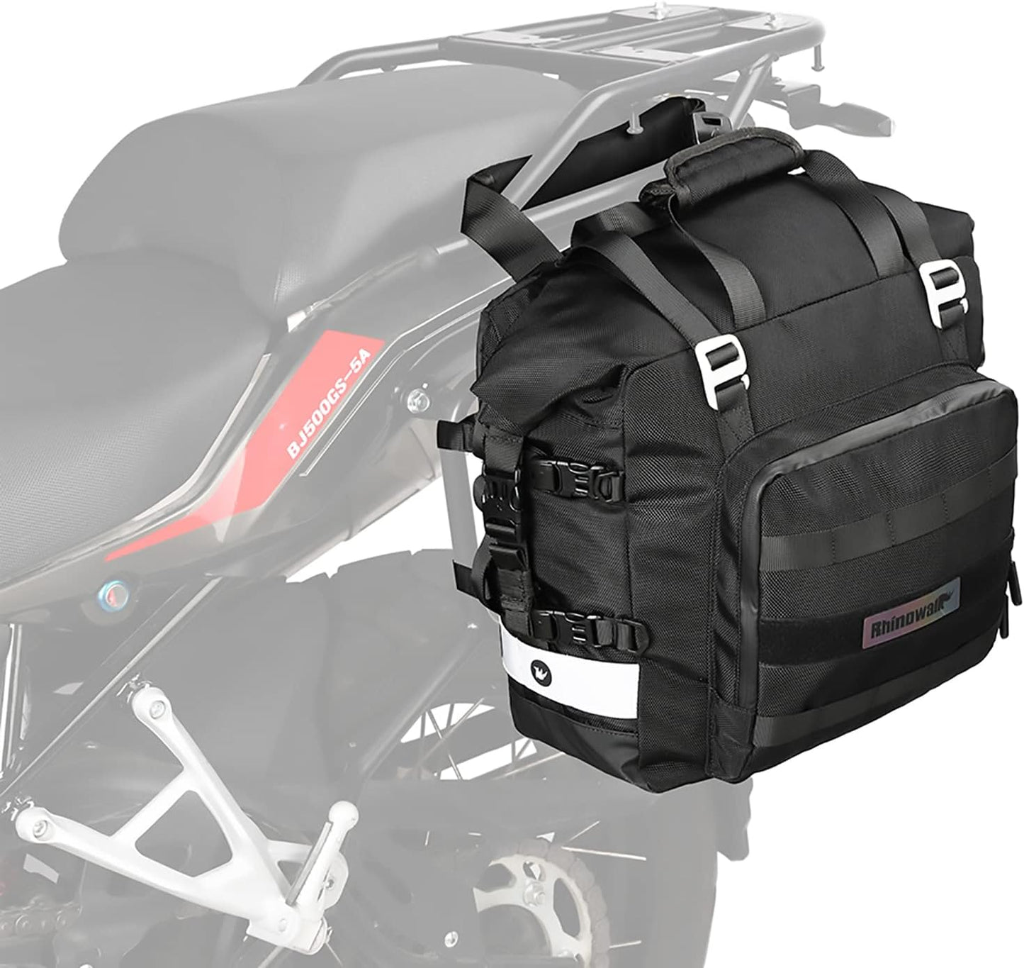 Rhinowalk Motorcycle Saddle Bag Waterproof Motor Pannier Bag Luggage Pack Quick Release Motorbike Side Bag 20L (Black)