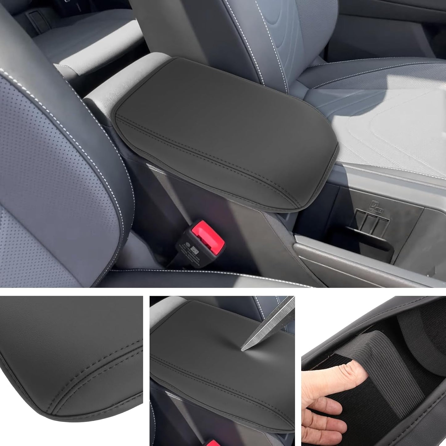 SXCY for 2025 VW Tiguan Armrest Cover for 2025 Volkswagen Tiguan Accessories 2025 Tiguan Center Console Cover 2025 Tiguan Middle Console Cover (Thin Cover with Black Line)