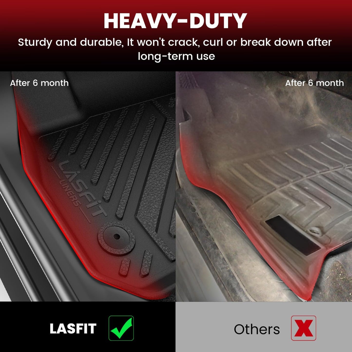 LASFIT Floor Mats & Cargo Liner for Chevrolet Malibu 2013-2015/Malibu Limited 2016 Only, All Weather TPE Custom Fit Floor Mats for Cars, 1st and 2nd Row Car Floor Mats for Malibu Accessories Black