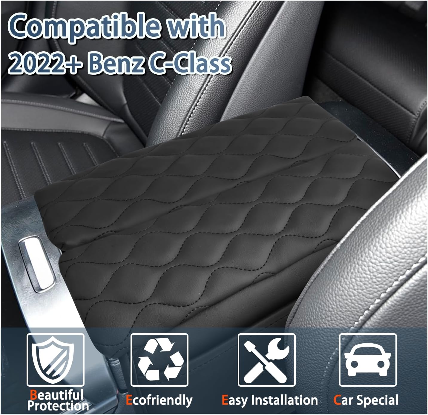 Ruiya C300/C300 4MATIC/AMG C43/AMG C63 Armrest Cover,for C300 Mercedes Benz Accessories Center Soft Comfy Console Lid Cover Compatible with 2022 2023 2024 2025 Mercedes Benz C-Class W206