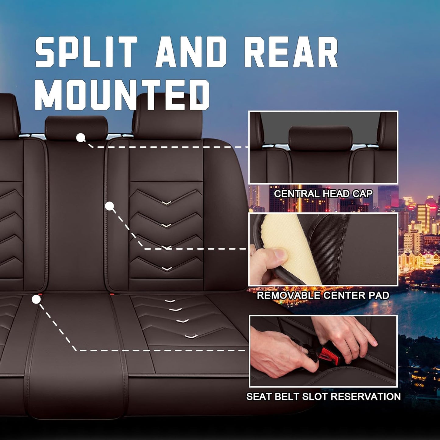 Car Seat Covers for Chrysler Pacifica 2004-2025, Stylish Sport Seat Cover, Premium Nappa Leather Car Seat Cover. Automobile Seat Covers Sets.(Standard 5 Seats/Coffee Color)