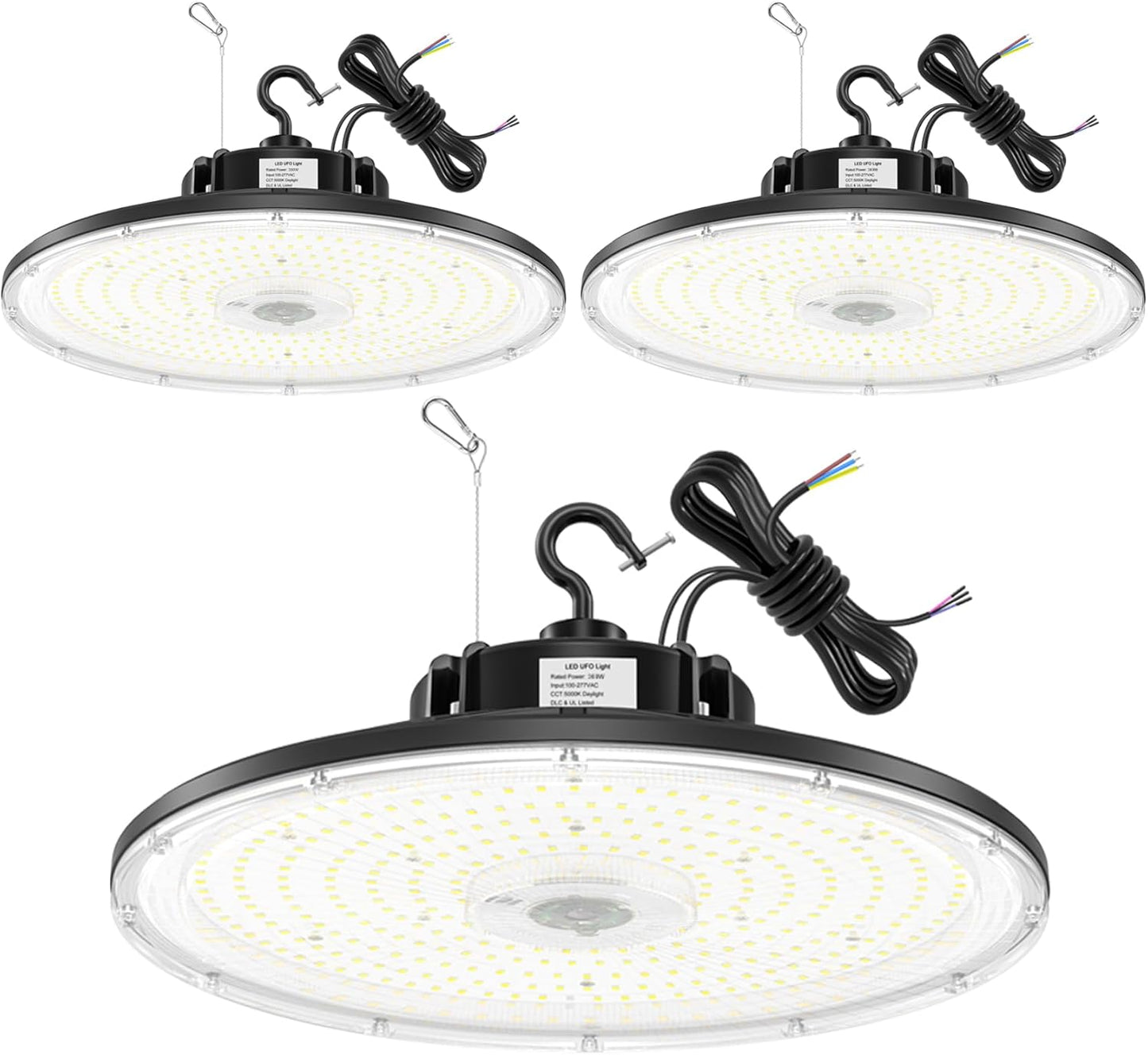 BBESTLED 3 Pack 300W LED High Bay Light, UL Listed UFO High Bay Lights Dimmable 0-10V, 42000LM, 5000K Low Bay LED Shop Light Fixture, IP65 Commercial Warehouse Area Lighting, 100-277VAC Input