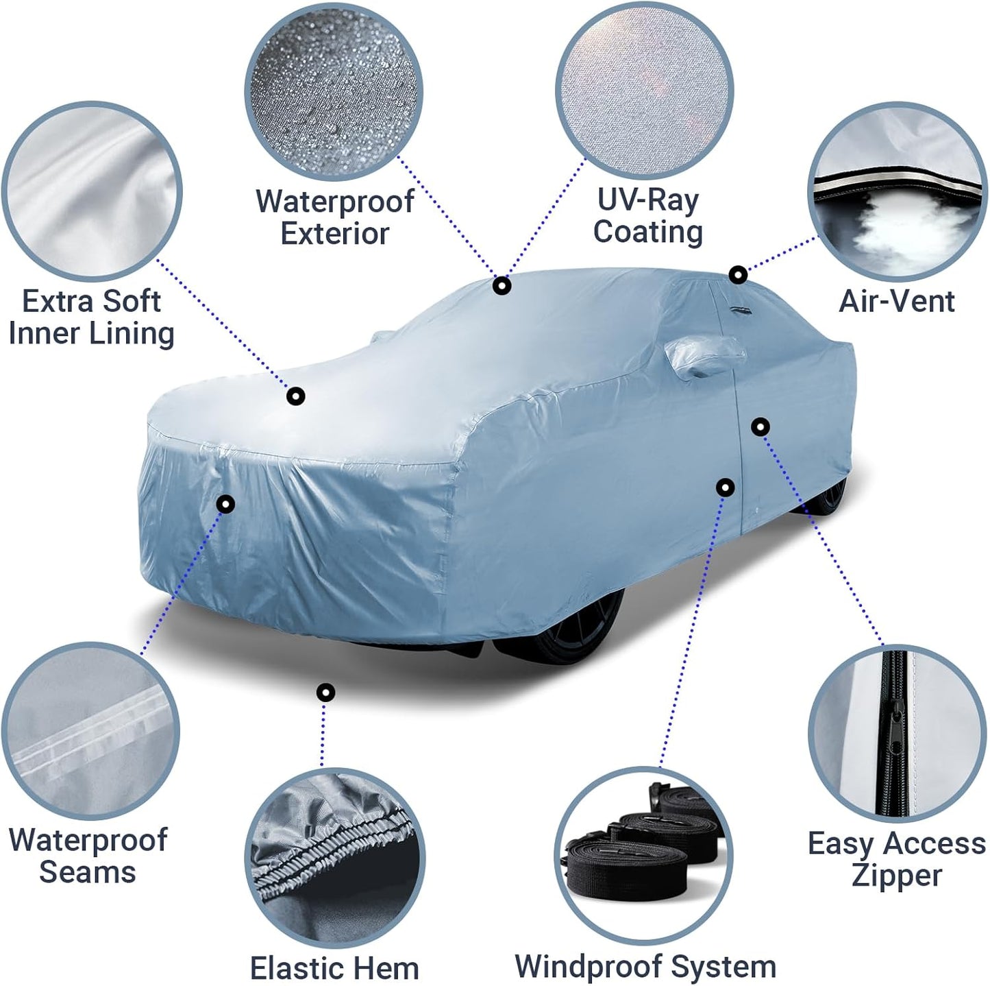iCarCover Custom Car Cover for Jaguar XK-Series XK8, XKR, XK, Waterproof All-Weather Rain Snow UV Sun Protector Full Exterior Indoor Outdoor Car Cover with Strap (Year Fits 1997-2008)