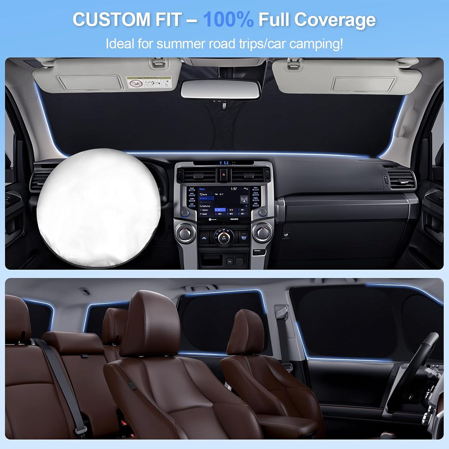 8pcs Car Window Shades for Nissan Rogue 2021-2024 2025(NOT Rogue Sport) Accessories,Windshield Side Rear Full Sunshade,Sun Visor UV Blocking, Privacy Protection and Blackout for Camping Outdoor