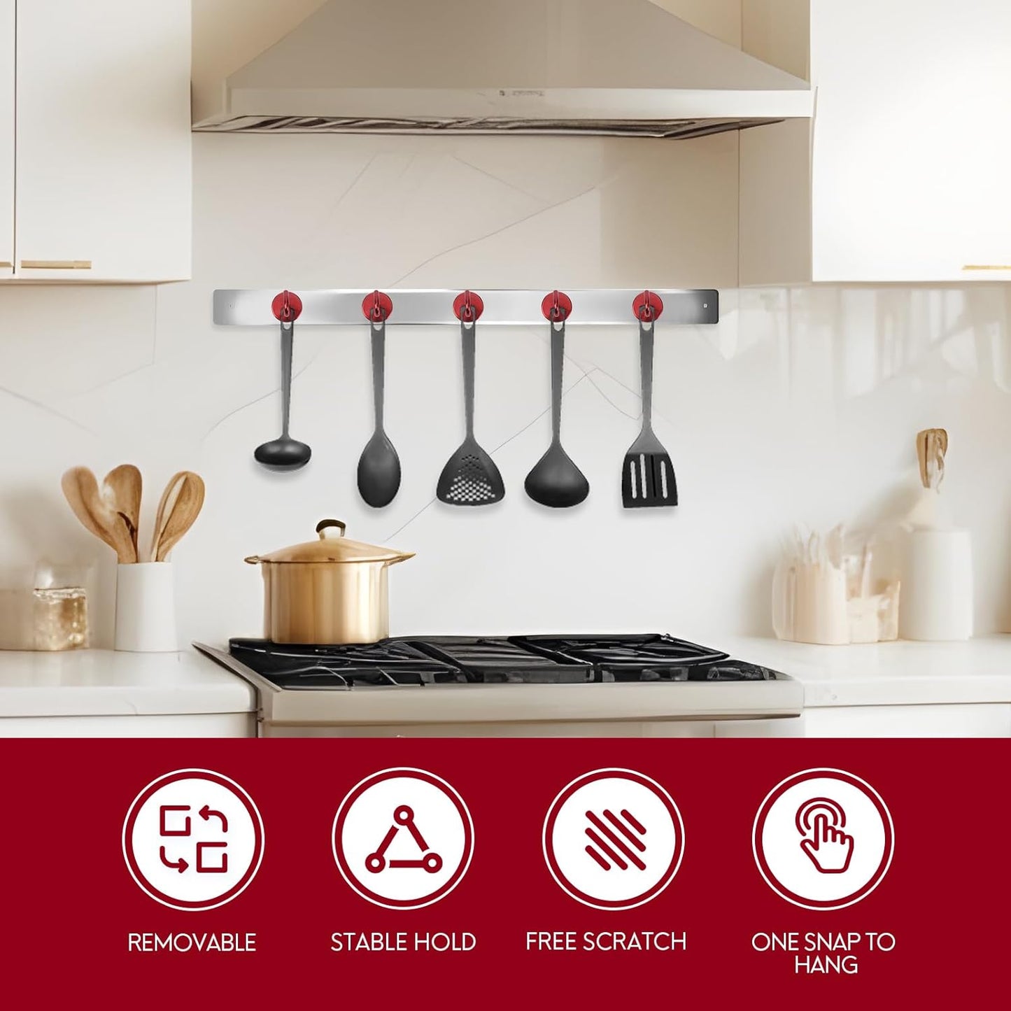 Neosmuk Magnetic Hooks, Cruise Ship Essentials, 40lb+ Heavy Duty Magnetic Hooks for Cruise Cabins, Refrigerator, Grill, Hanging, and Travel | Extra Strong Must-Haves Magnet Hook,Red,Pack of 10