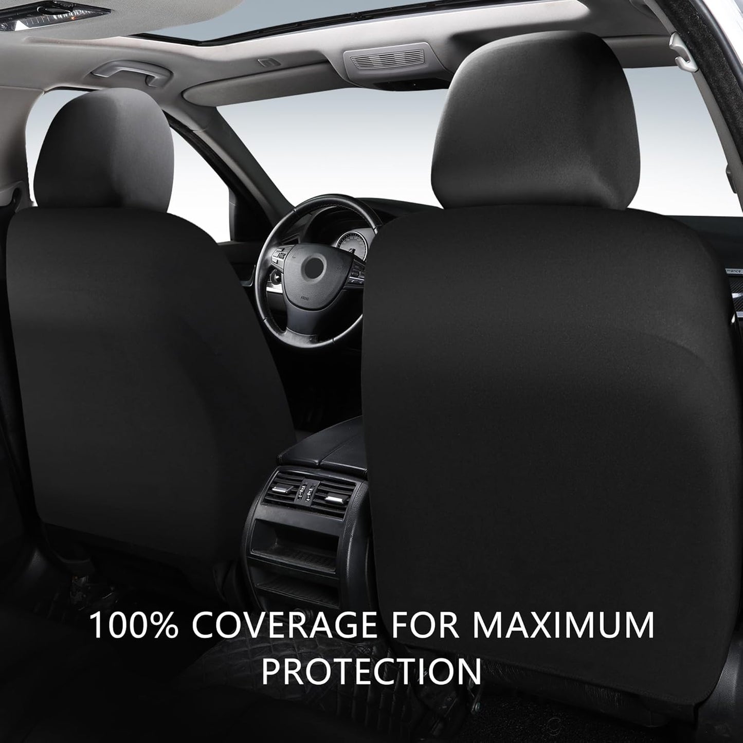Leather Car Seat Covers,Breathable and Waterproof Napa Leather Automotive Seat Cover,Universal Interior for Cars,Sedans,SUVs,Vans,Trucks(Front Seat,Black,N3)