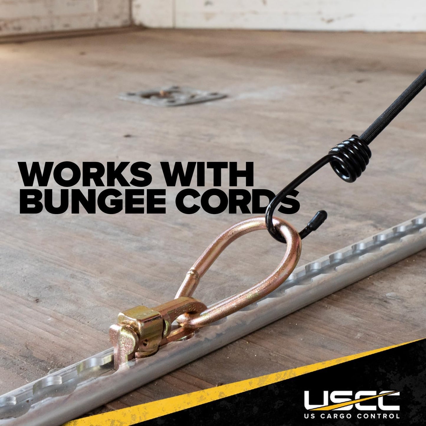 US Cargo Control Double Stud L Track Fitting with Pear Link (10 Pack) 5,000 Pounds Break Strength, Use with L Track Rails in Truck Bed or Trailer, Automatic Locking with Spring Release