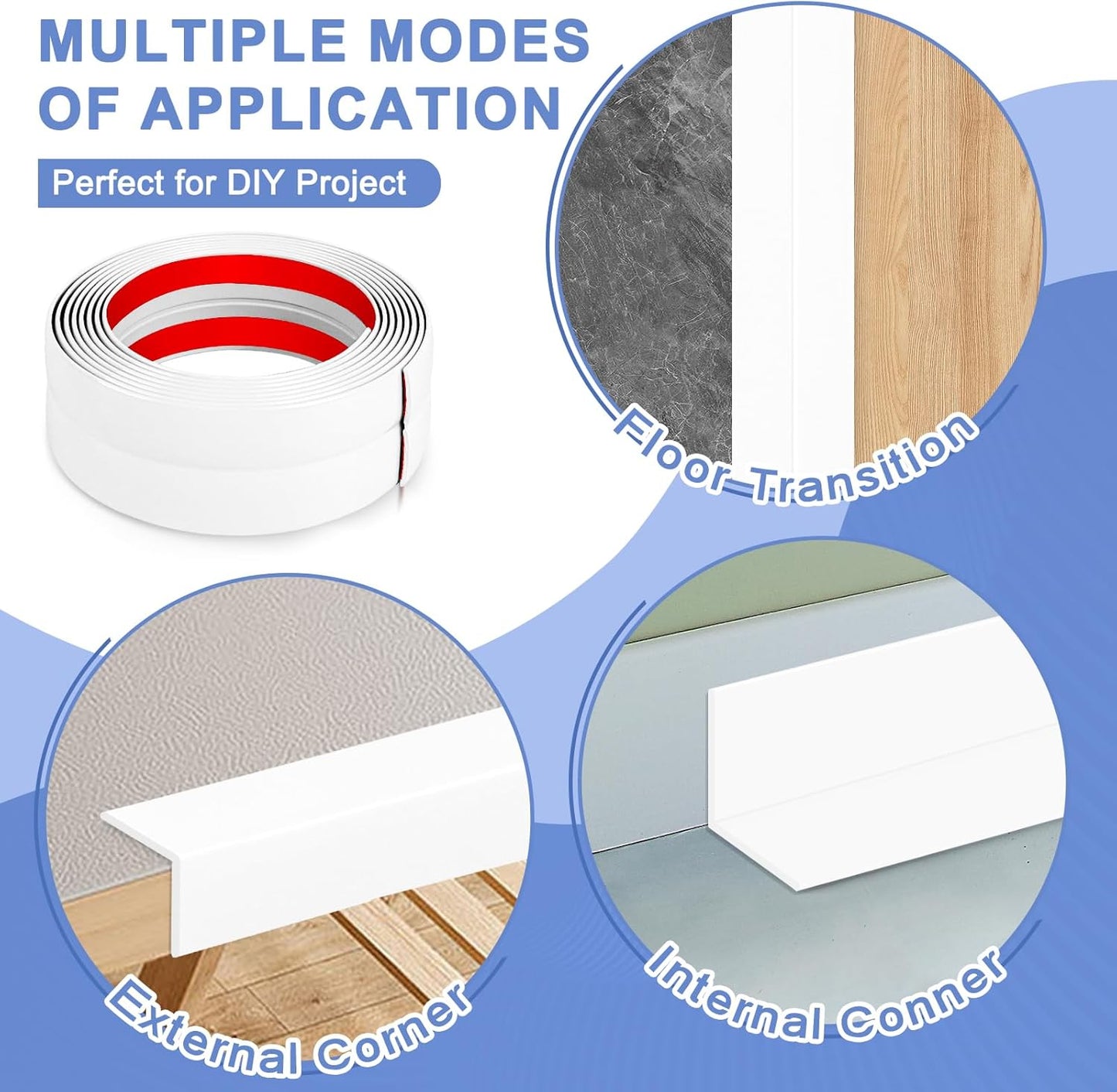 Wall Corner Protector Moulding Trim Peel and Stick Wall Corner Guards Trim Flexible Self Adhesive Edge Protector Moulding, 0.8 in x 10 Ft, White