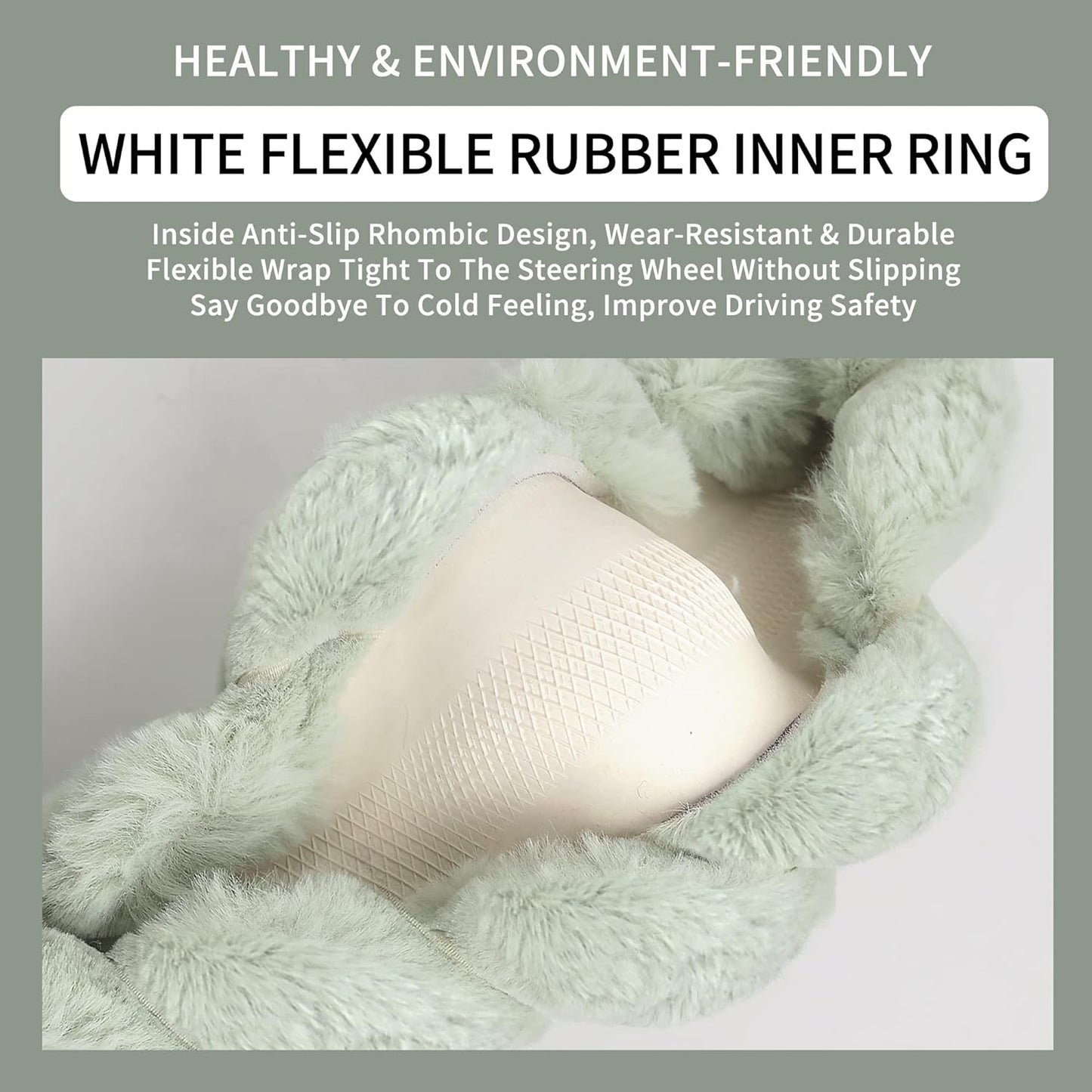 Luxury Fluffy Winter Car Steering Wheel Cover for Women Soft Warm Cute Auto Accessories for Jeep, Truck, Van, F150, Universal, Fuzzy, Anti Slip, Gray, Large Size, 15.2-16in