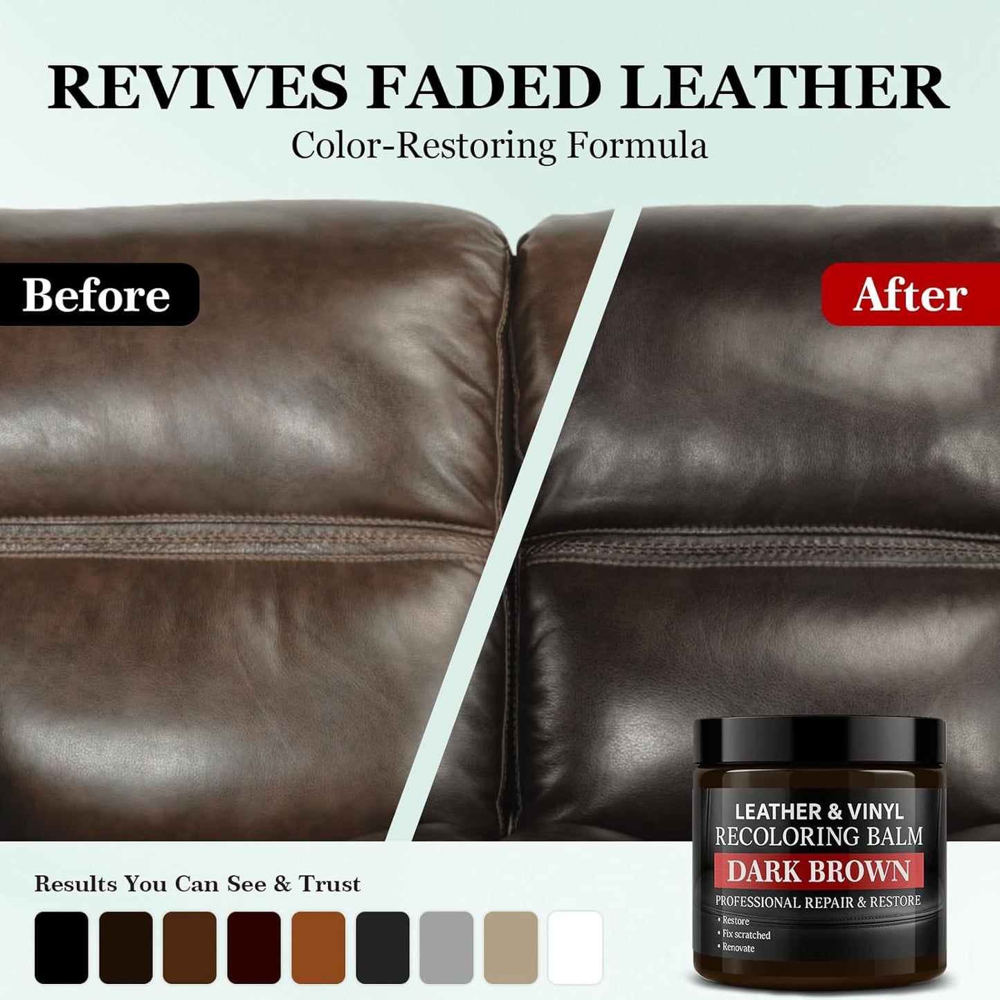 Leather Color Restorer, Leather Recoloring Balm, Scratch Remover, Leather Dye, Leather Paint with Leather Conditioner, Leather Repair Kit for Furniture Couches Car Seats Shoes, White