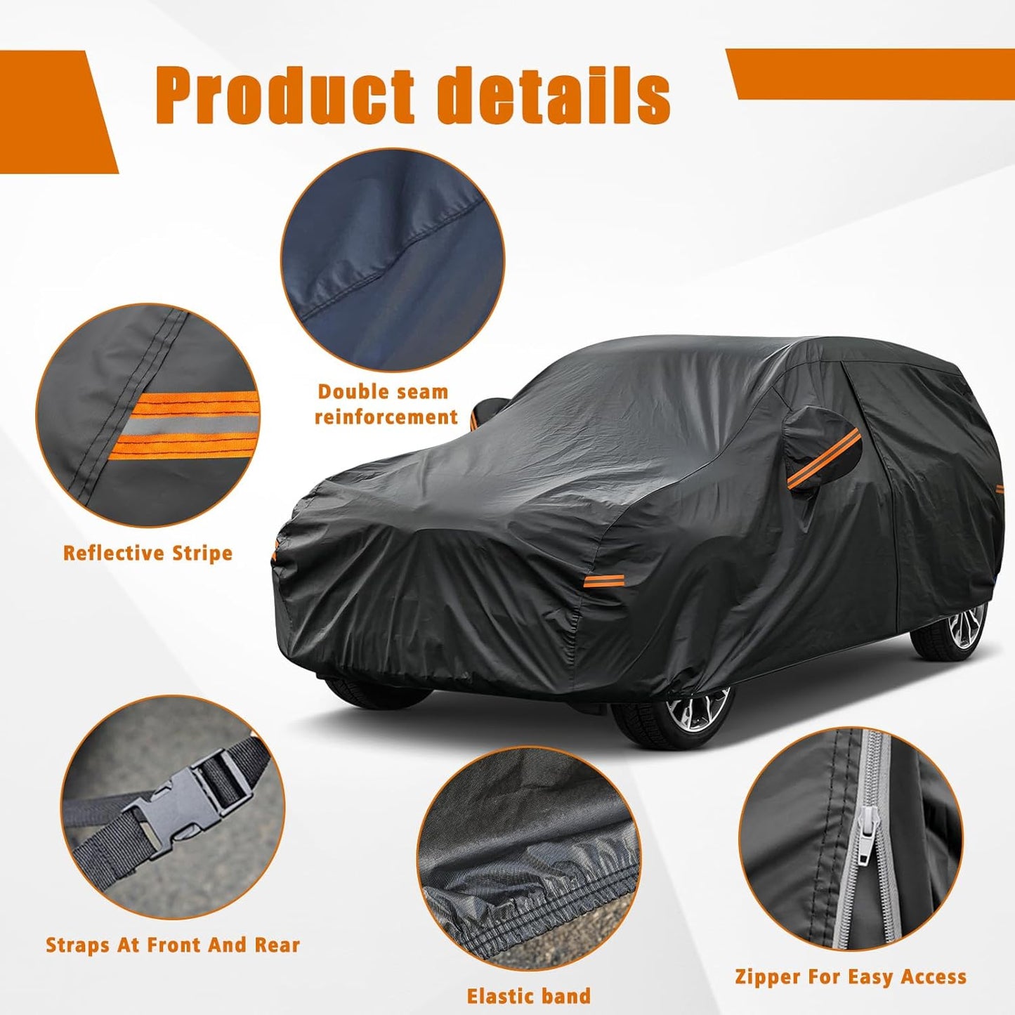 Kayme 7 Layers SUV Car Cover Custom Fit for Kia Telluride (2017-2025) Waterproof All Weather for Automobiles, Outdoor Full Cover Rain Sun UV Protection.Black