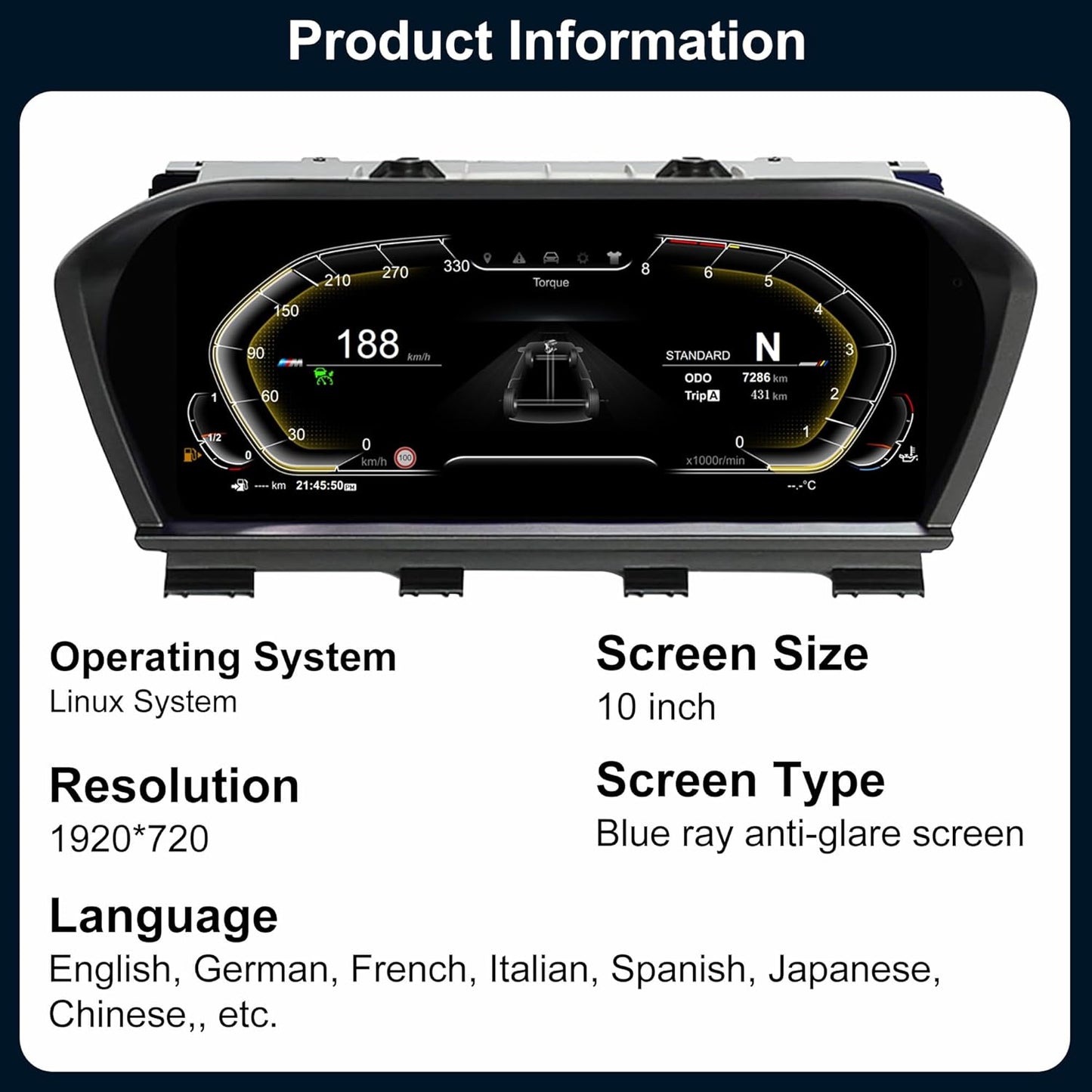 Speedometer Instrument for BMW BMW F20 F52 2013-2024, Linux System Original Car Information Display Digital Cluster Dashboard Screen