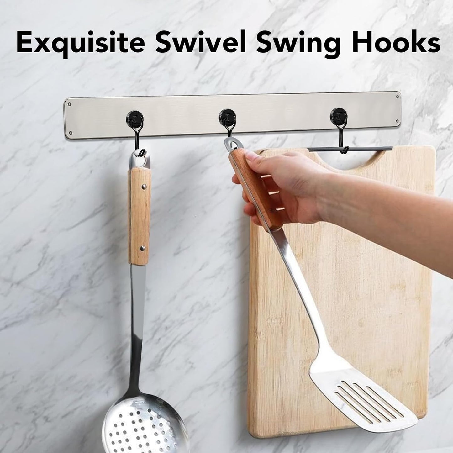 MIKEDE Magnetic Hooks, 40Lbs Heavy Duty Neodymium Magnet Hooks Black Magnetic Swivel Hooks for Hanging, 10 Pack Rust Proof Strong Magnets with Hook Metal Hanger for Fridge, Toolbox, Storage