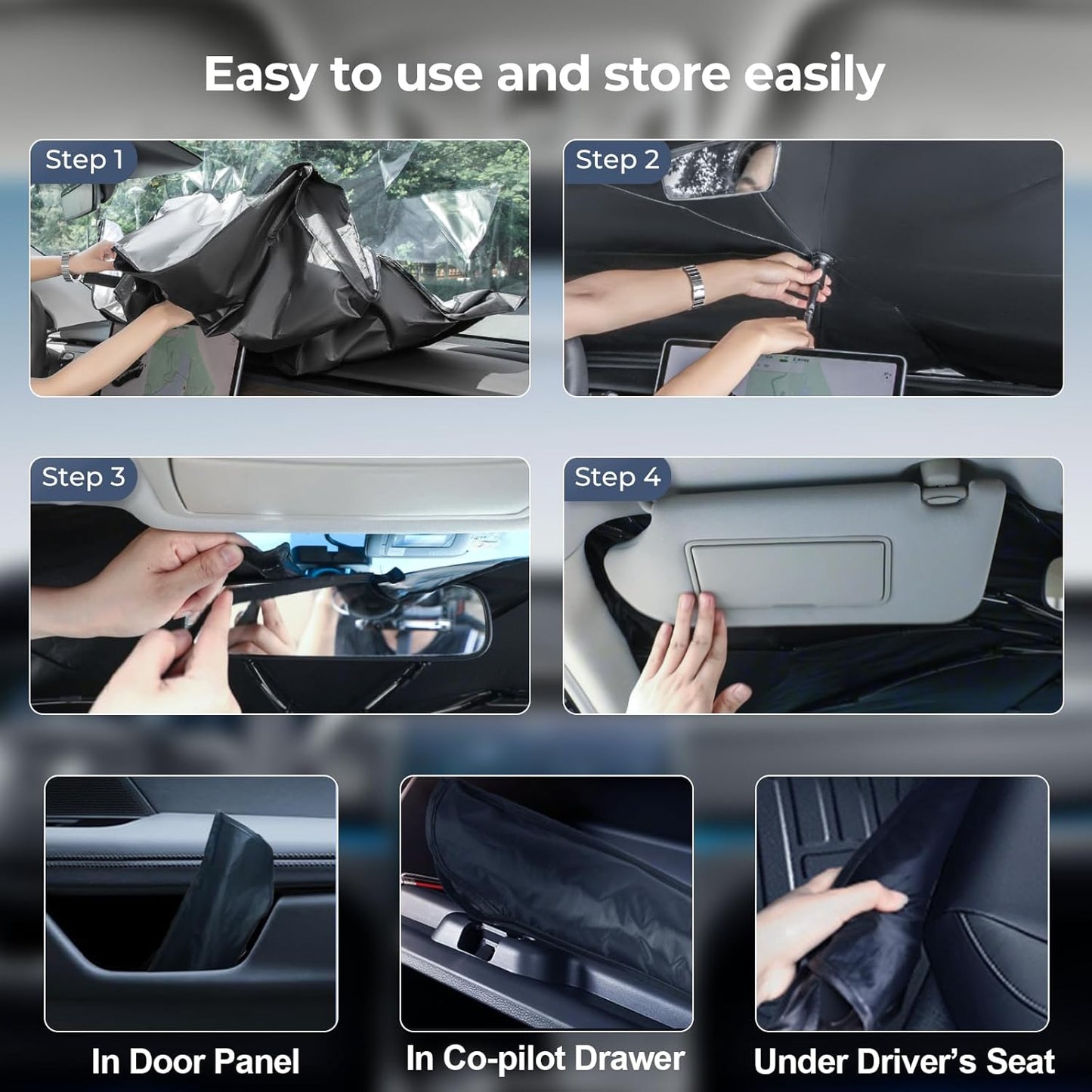 Windshield Sun Shade Umbrella: Custom Fit for 2021-2024 2025 Buick Envision Preferred, Essence, Avenir (E2XX) - Double Thickened Foldable Front Window Sunshade, UV & Heat Protection, Keeps Car Cool