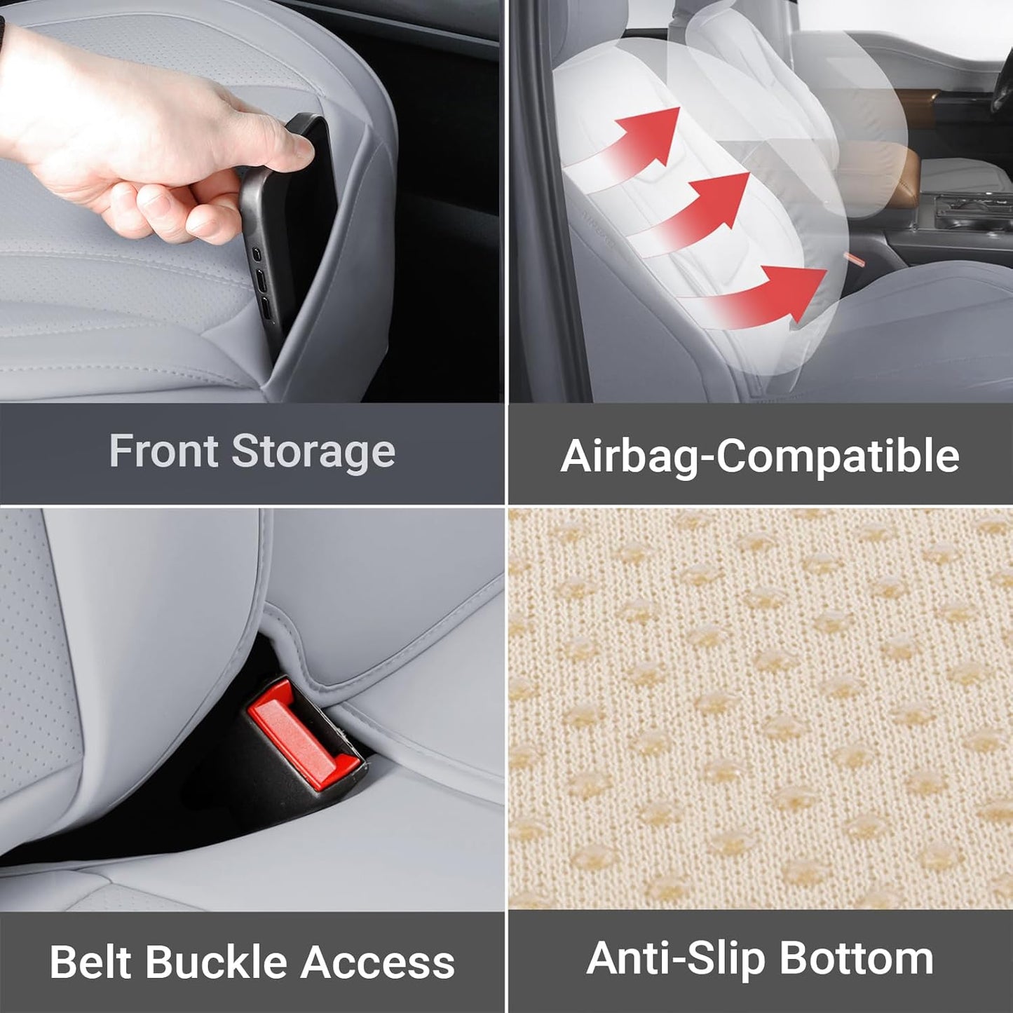 Coverland Custom Car Seat Covers Compatible with 2000-2006 Tundra Access Cab, Double Cab - Premium Leather Non-Slip Waterproof Custom Interior Protector Full Set-Gray [See Size Chart-Size X145]