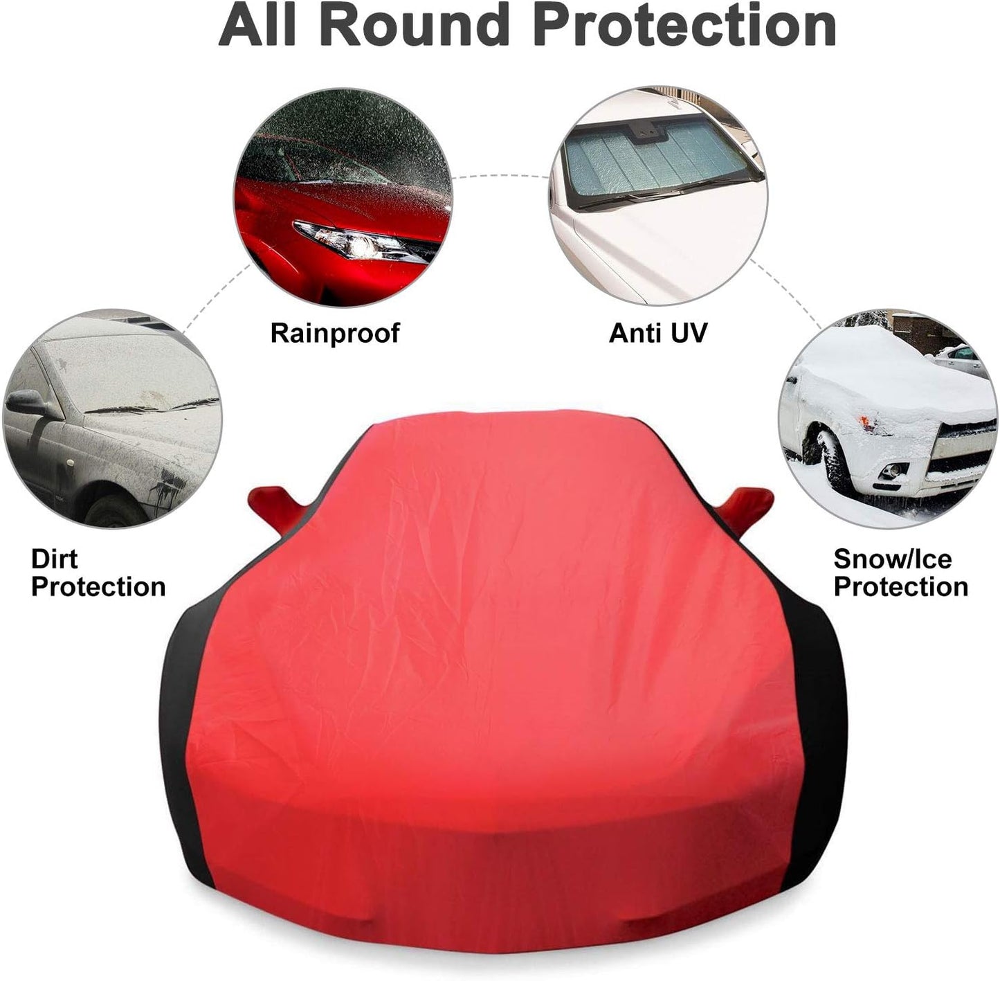 KAKIT Waterproof Car Cover Custom Fit for 2014-2019 C7 Stingray, UV Resistant Fade-Proof Cover for Chevy Corvette, Indoor & Outdoor Use (Red & Black Combo)
