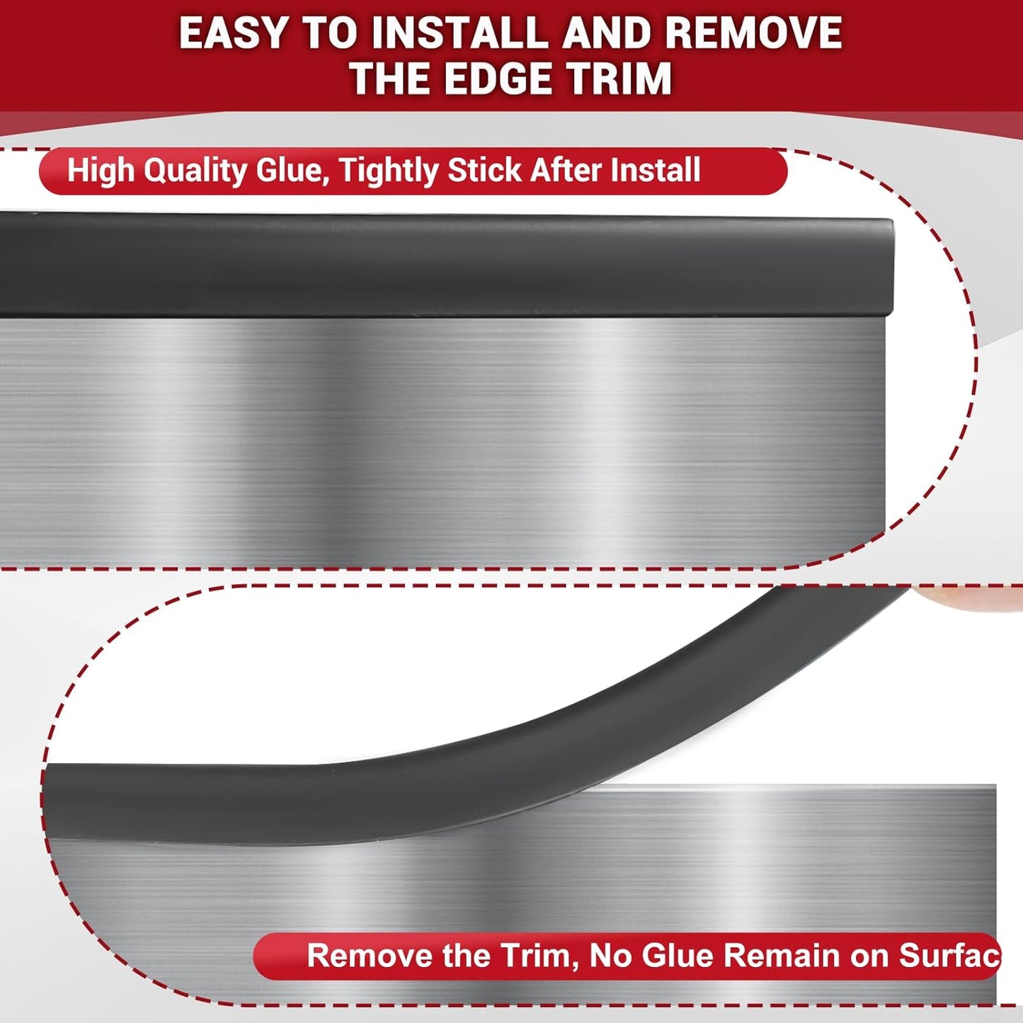 EPDM Rubber Edge Trim, 1/8" Self Adhesive, Black, 20Ft, Fit for 3/32"-5/32" Width Edge, Weather Resistant, Easy to Cut, Bend, Install and Remove