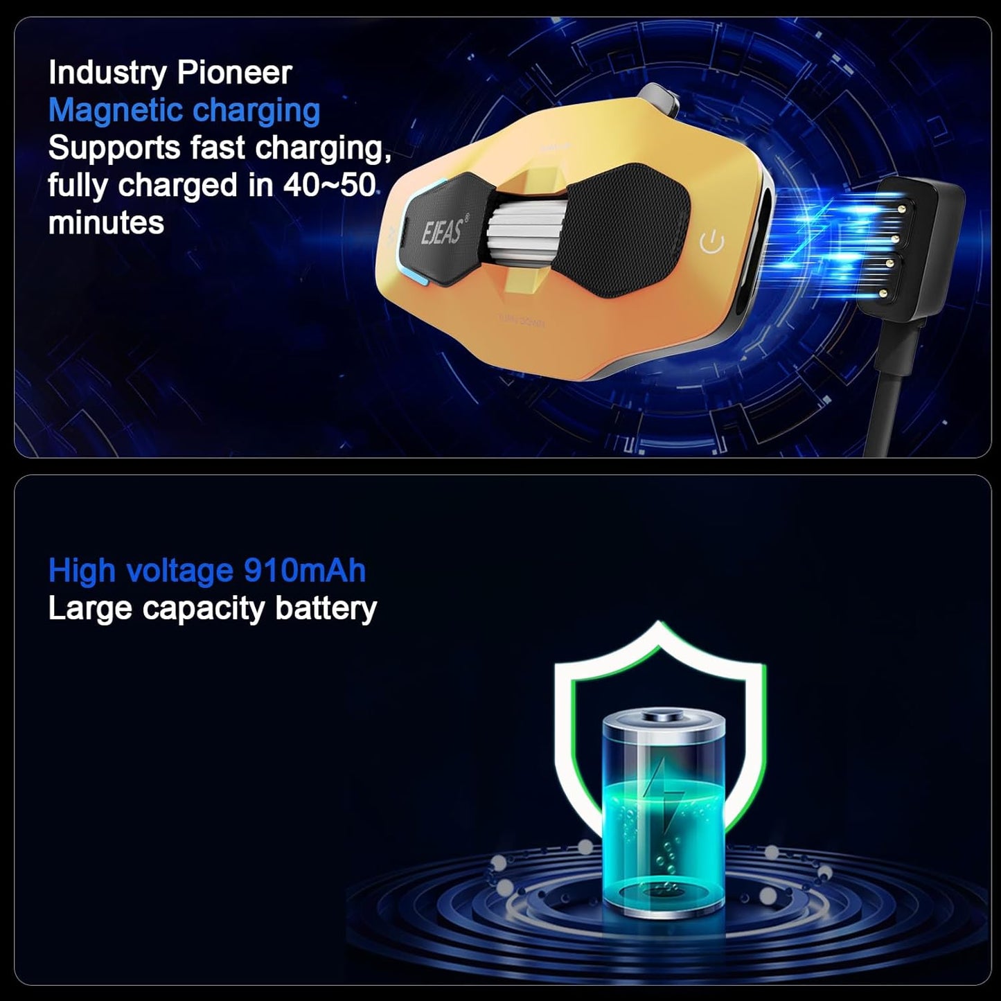 SolaMr X10 Motorcycle Helmet Bluetooth Headset Speakers Headphone, Ski Helmet Intercom Integrated Mesh Communication System Support 10 Riders with Bluetooth 5.1, Noise Cancellation, Yellow