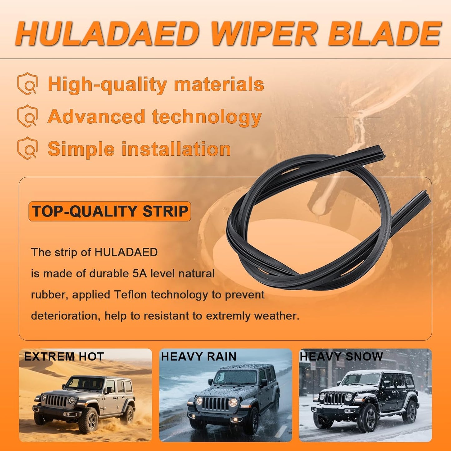 HULADAED® 26'' 22'' 11'' Windshield Wipers Replacement for Ford Explorer 2023-2011,Silicone Front Rear Wiper blades for MY Car-All Weather & Quiet(3 PACK)