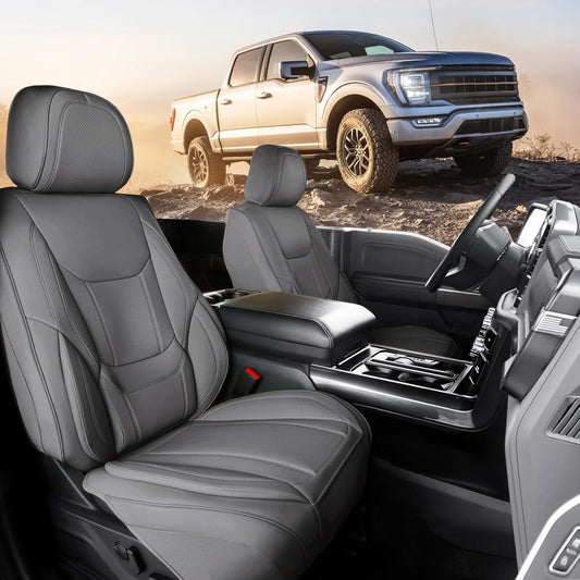 Coverland Custom Car Seat Covers Compatible with Ranger, Titan, Ram 1500 - Premium Leather Non-Slip Memory Foam Waterproof Custom Fit Interior Protector Front Seat-Dark Gray [See Size Chart-Size A20]