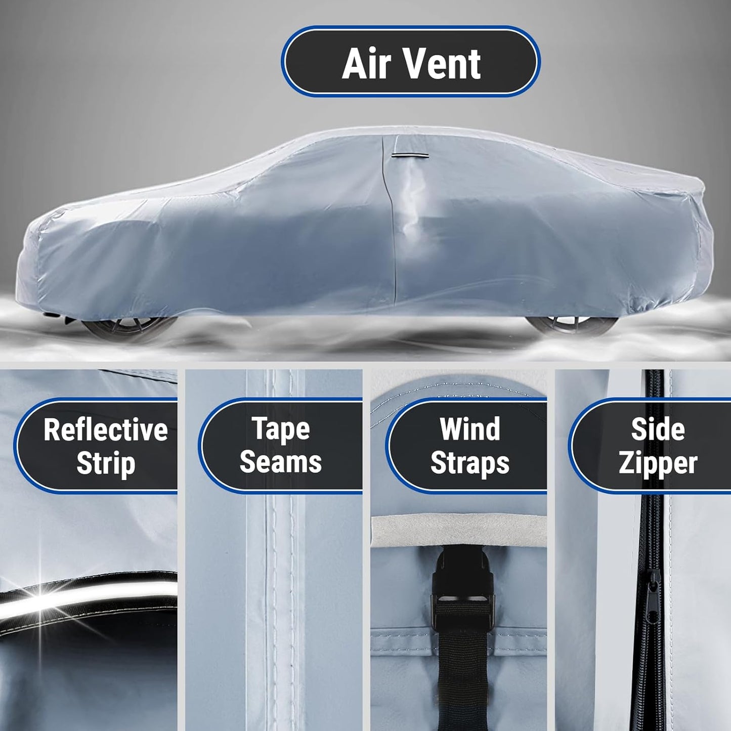 iCarCover Premium Car Cover for 1964-1967 Pontiac Tempest 4-Door Heavy Duty Waterproof All-Weather Automobiles Custom Fit Indoor Outdoor UV Snow Protection Covers with Straps and Bag