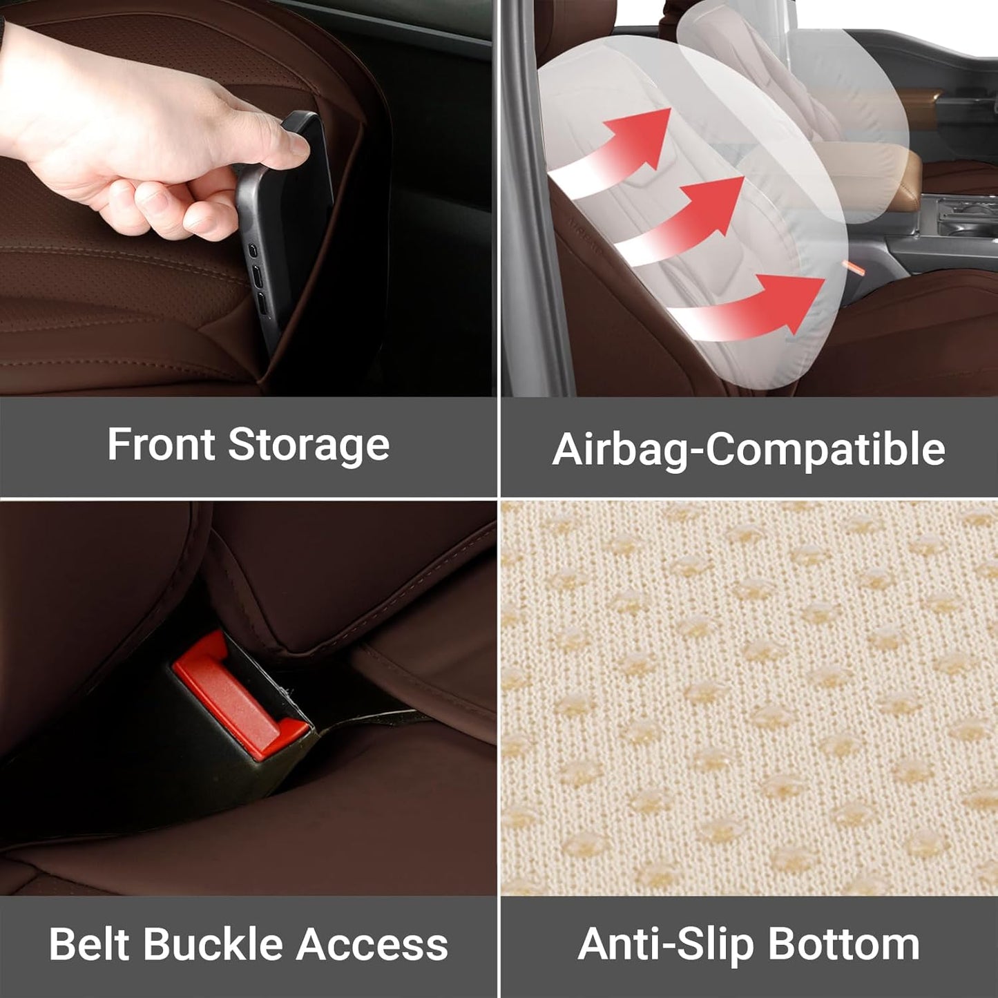 Coverland Custom Car Seat Covers Compatible with Frontier Crew Cab, King Cab - Premium Leather Non-Slip Memory Foam Waterproof Custom Interior Protector Full Set-Dark Brown [See Size Chart-Size X137]