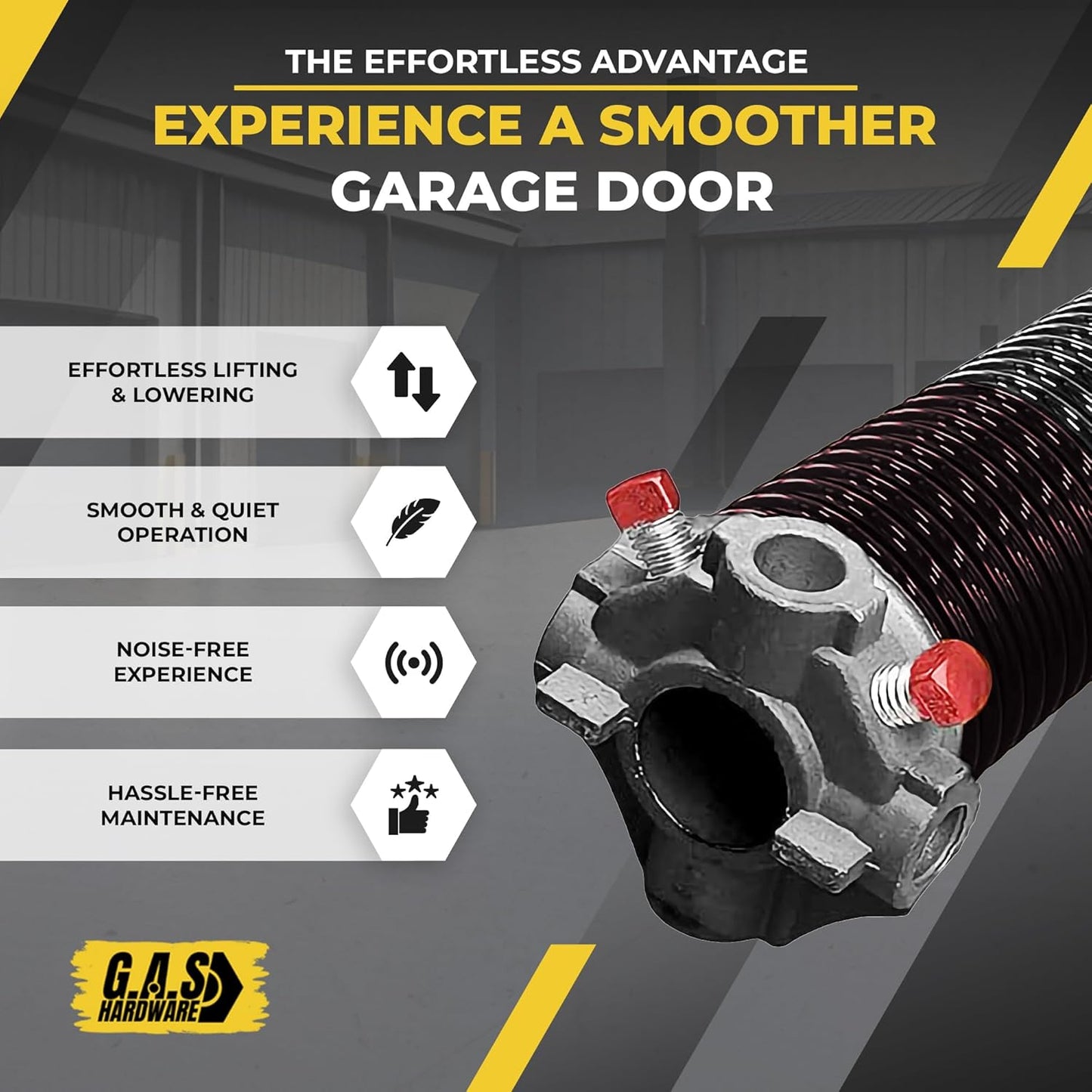 Garage Door Torsion Spring 234x2x29 Torsion Spring for Right Side of Garage Door with 1" Steel Bearing, Gloves, and Winding Bars Precision E-Coating 5-Year Warranty Minimum 30,000 Cycles (Black Cone)