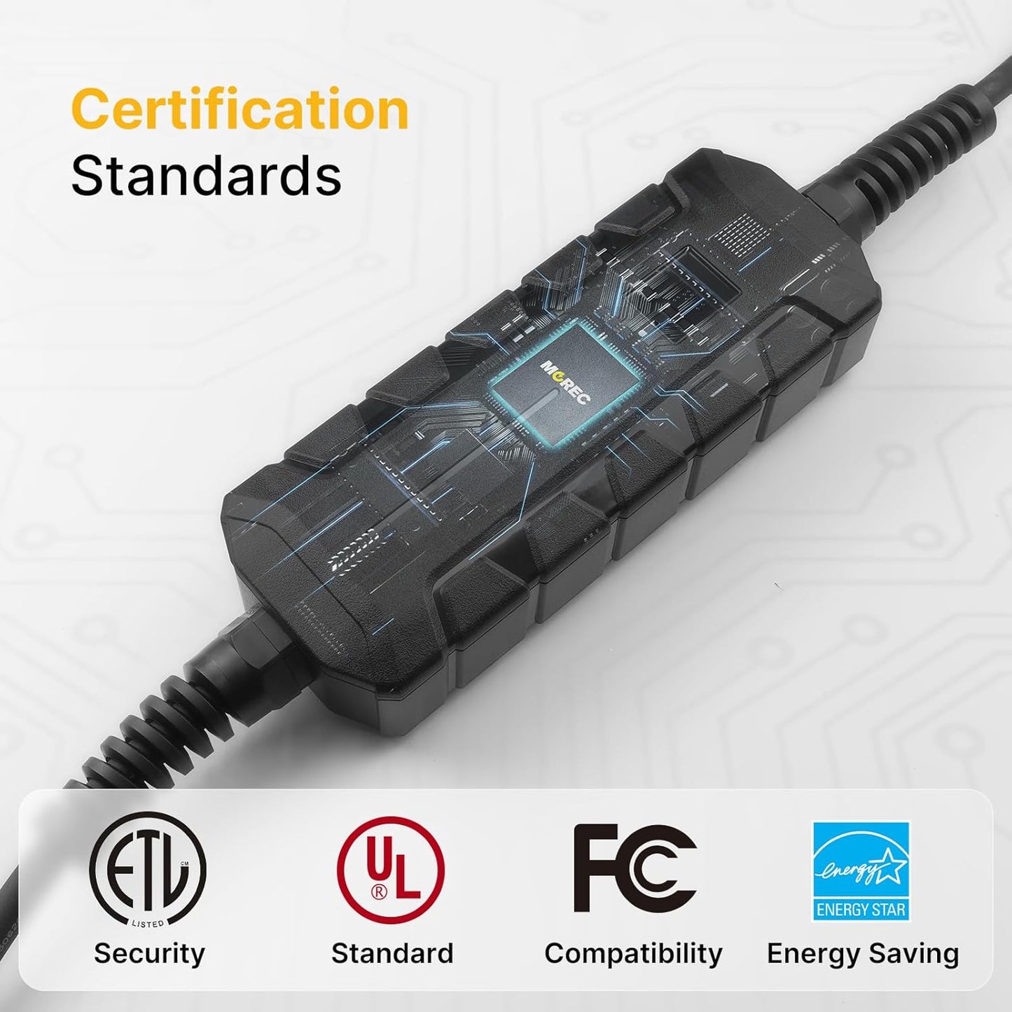 Level 2 EV Charger ETL Certified, 40A 9.6KW Home Charging Station, Plug-in NEMA 14-50 240V, Portable EV Charger with 25FT Cable for SAE J1772 Cars