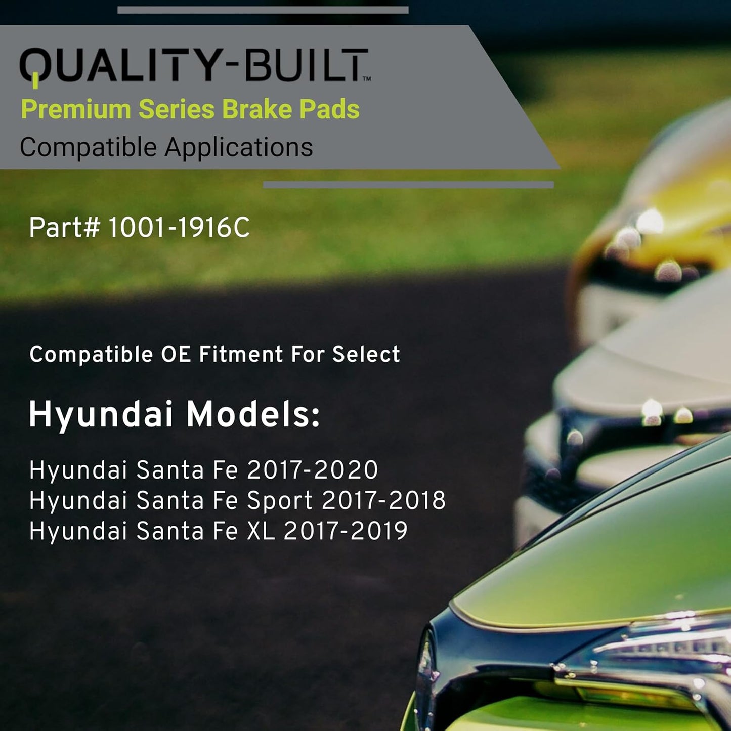 Premium Ceramic Rear Brake Pads (1001-1916C) Compatible with Hyundai Santa Fe 2017-2020, Hyundai Santa Fe Sport 2017-2018, Hyundai Santa Fe XL 2017-2019