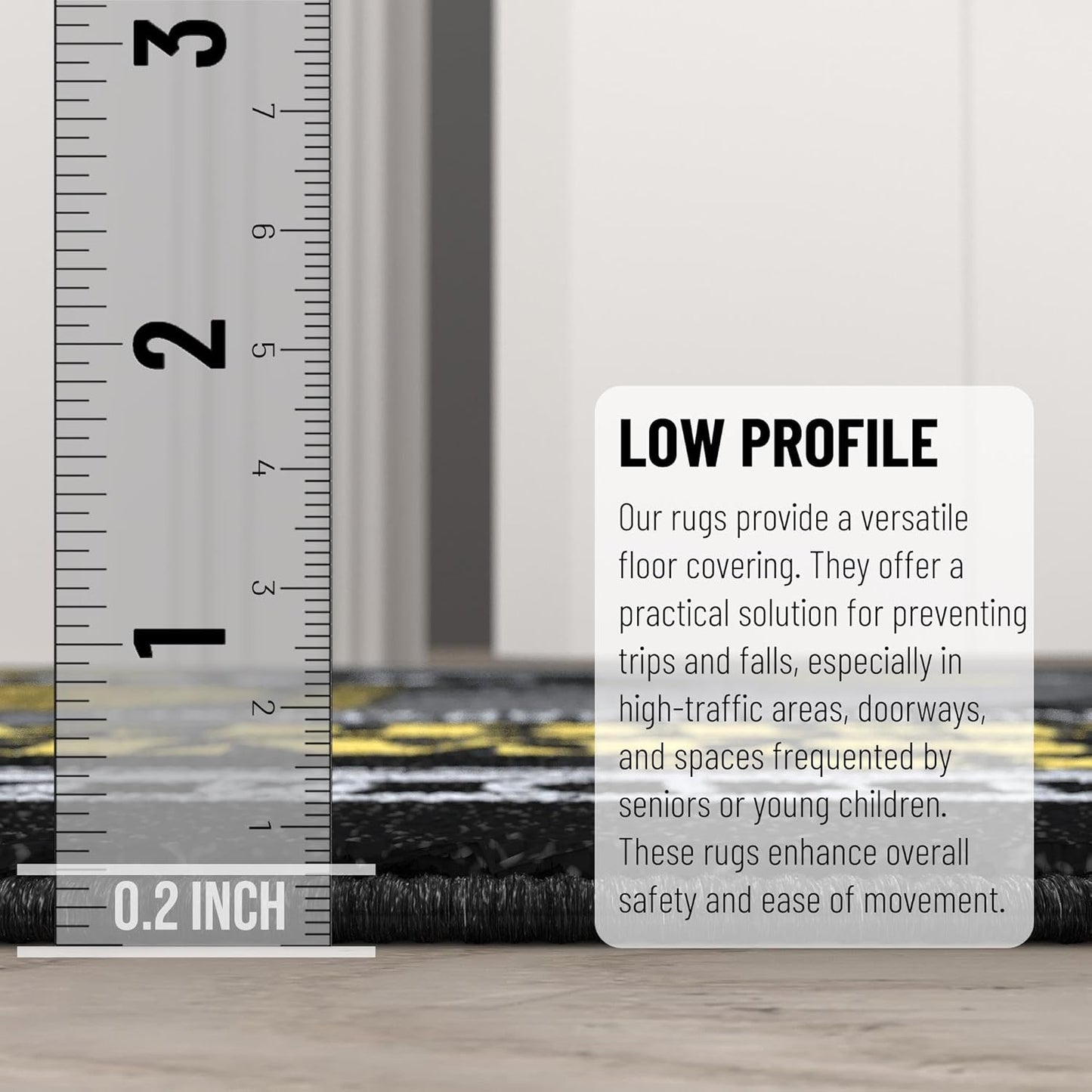 Ottomanson 22" x 53" $100 Bill Money Rug - Durable & Non-Slip Area Rug - Fun & Eye-Catching Decor for Bedroom, Office, Game Room & Man Cave - Unique Gift for & Trendy Home Decor, Black/Gold