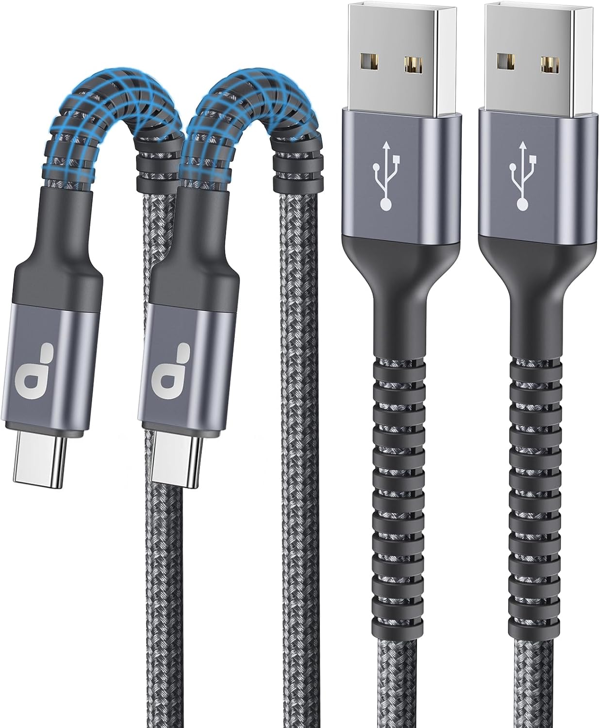 USB to USB C Cable 3A Fast Charging [2 Pack, 6FT], USB A to USB C Charger Cord, Upgraded Extra Durable Braided USBC Cable Compatible with iPhone 16 15 Pro Max,Samsung Galaxy S10 S9 Plus, LG and More