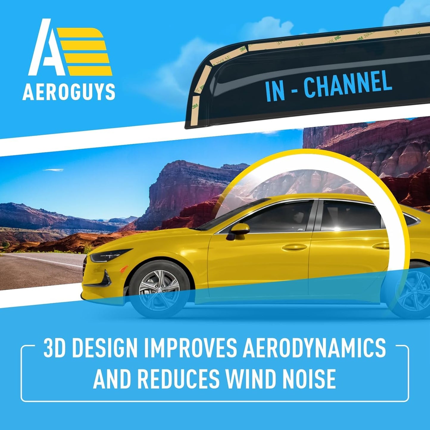 Extra Durable Window Deflectors in-Channel Window Visors Rain Guards Fit for Hyundai Sonata 2020-2025, Sun Visors, Wind Vent for Shades, Exterior Car Accessories - 4pcs. AG0802