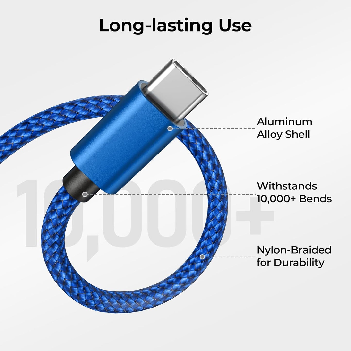 Basesailor USB Type C Charger Cable 3Pack 3.3/6.6/10FT,Charging Cord for iPhone 16 15 Pro Max 2024,Samsung Galaxy A10E A03s A14 A13 A12,A20 A21 A22,A33 A34,A42,A54 A53 A52 A51,S24 S23 S22 S21 Plus