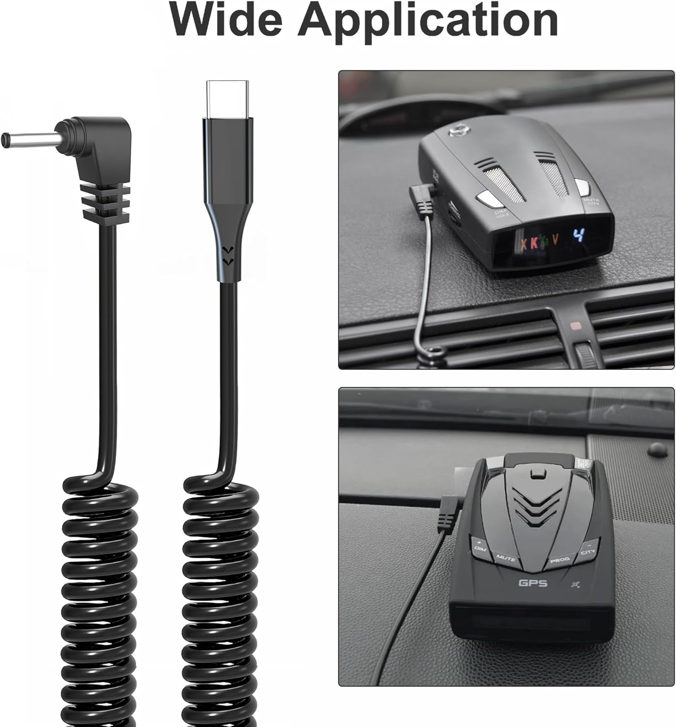 Radar Detector Cable,USB-C to DC3.5 Plug Charging Kit,with Automatic Recognition and Matching Voltage Function,for Cob'r'a RAD 380/480i XRS9370 Unide DFR1/3/5 Radenso Pro M Whistler etc Radar Detector