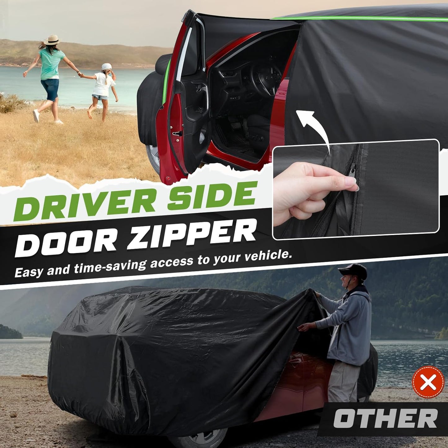 Mixsuper Liner Car Cover for Chevrolet Equinox/GMC Terrain 2005-2026, 7 Layers Full Car Cover All Weather Car Covers for Chevy Equinox, Waterproof Outdoor Cover with Zipper Door Reflective Strips