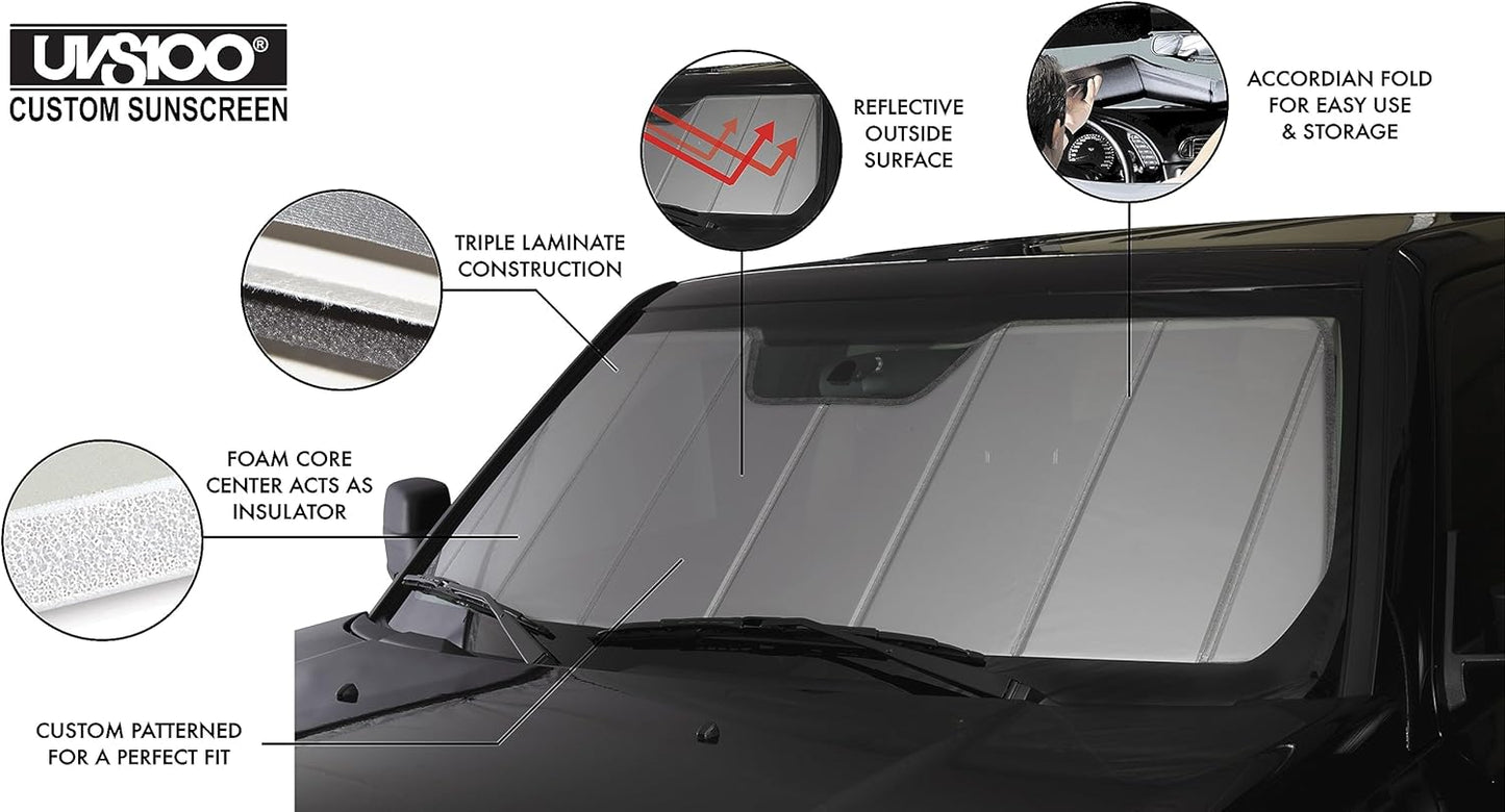 Covercraft UVS100 Custom Sunscreen | Fits 2016-2020 Lexus IS200t IS250 IS300 IS350 | Silver