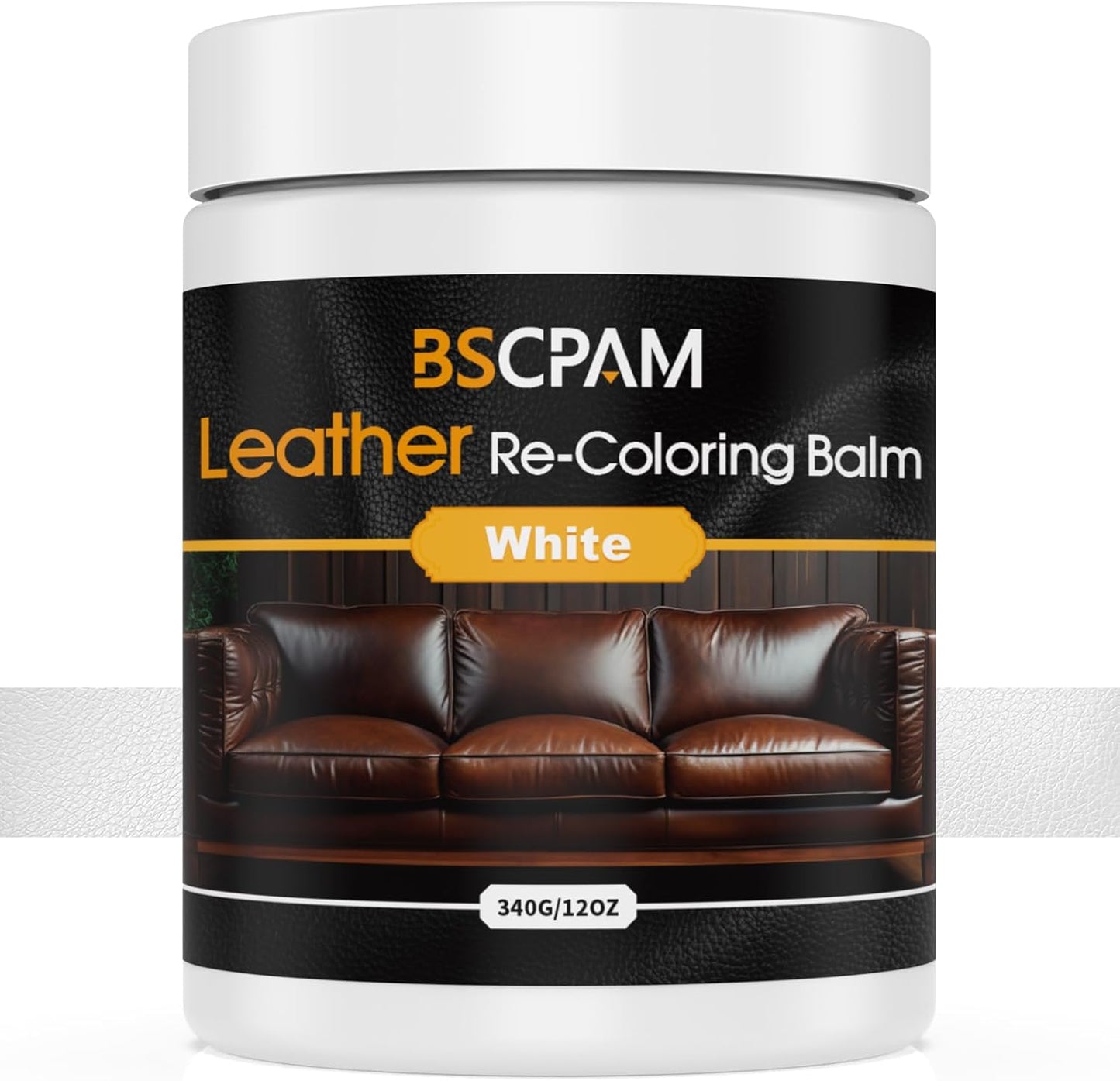 White Leather Recoloring Balm, 12oz Leather Color Restorer for Couches, Leather Repair Kit for Furniture, Leather Dye for Leather Fade, Leather Repair Restore car seat