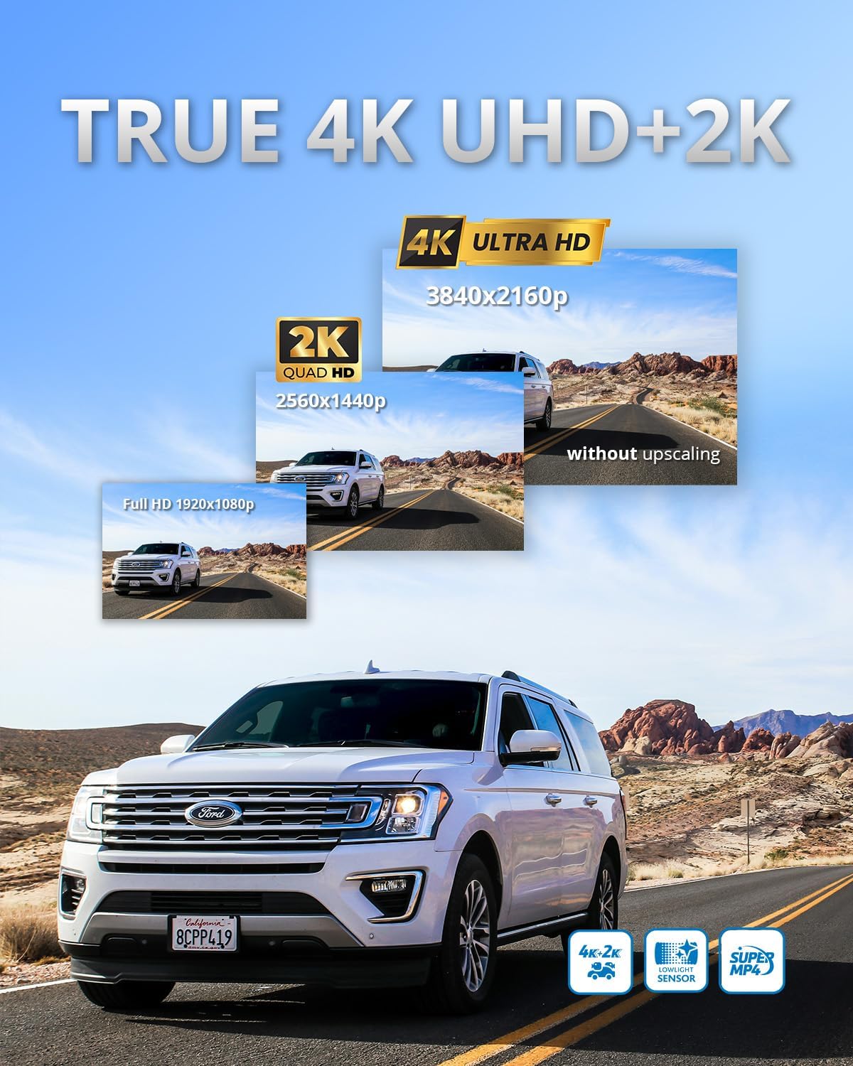 MAGELLAN 3 Channel 4K Dash Cam for Cars, 4K Front + 2K Wide Angle(170°) + 2K Rear, Fatigue Alert, Ultra-Precise GPS, STARVIS 2 IMX678, Wi-Fi, App Control, Parking Mode, 64GB Card Included (DR50)