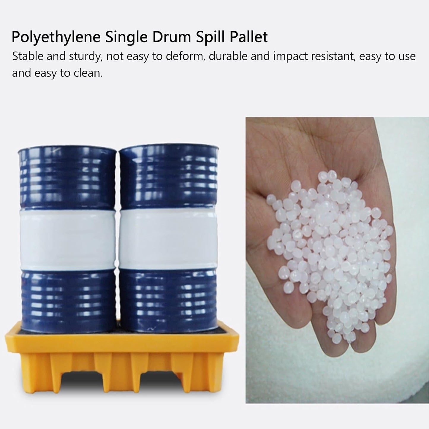 2 Drum Containment Spill Pallet, Polyethylene Low Profile Paint Bucket Tray, Industrial Garage Storage Detachable Shipping Leakproof Platform (Color : Yellow-1 Pack, Size : 13.4"x13.4"x2.6"