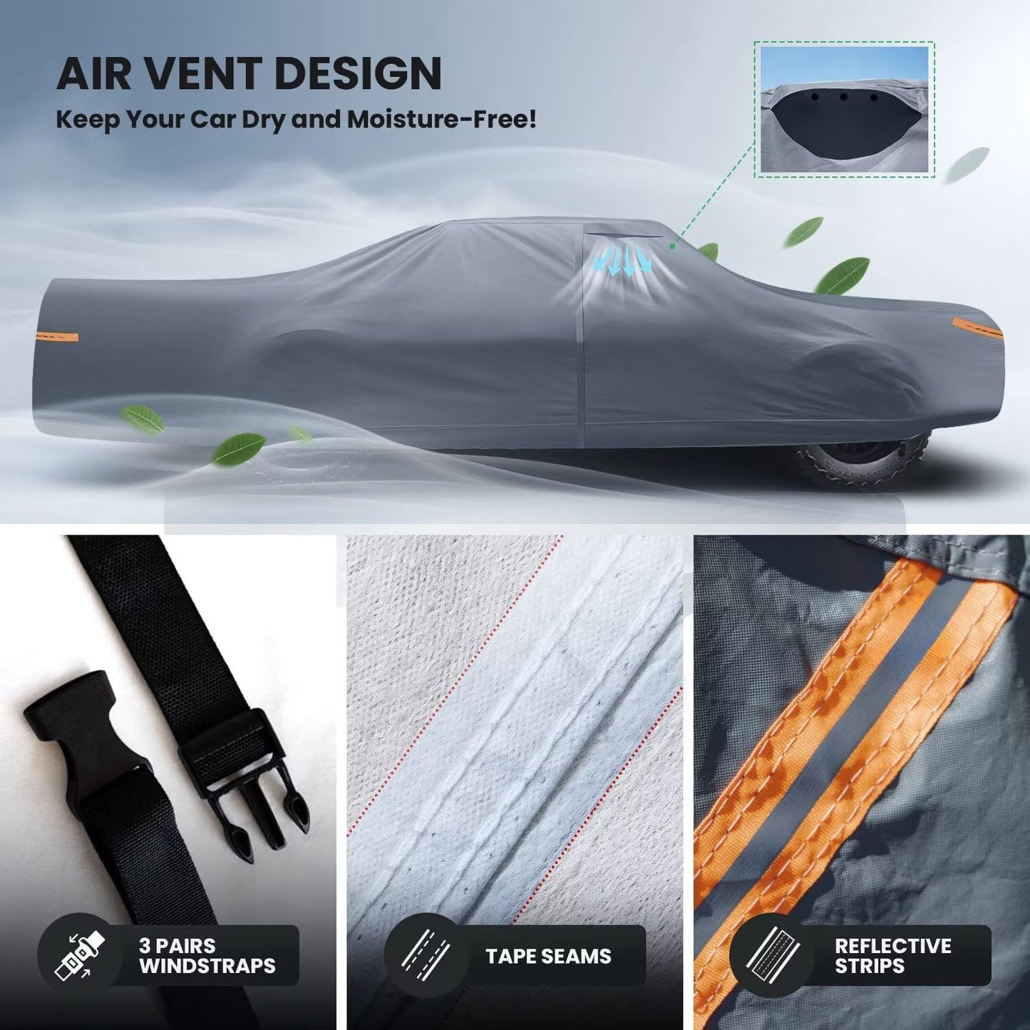 Waterproof Chevrolet Caprice(1970-2016) Car Cover with Breathable Vents, [2025 Upgrade] Premium Covers with Cotton Liner and Zipper Door, Sun Rain Snow Dust Uv Protection.(Gift with Towel)