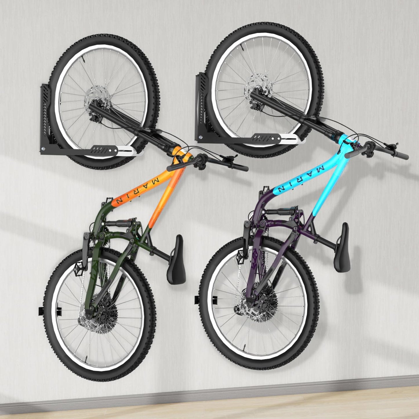 Bike Wall Mount 2 Pack Swivel Bike Rack for Garage, No Heavy Lifting Required Wall Bike Hangers Can Holds up to 77 lbs, Black